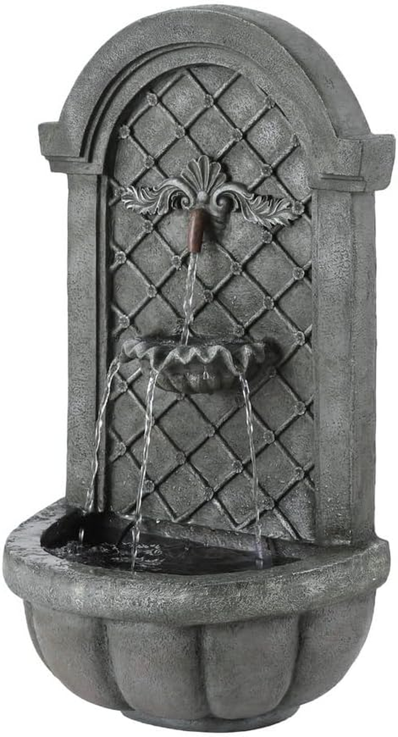 Gardeon Solar Fountain Water Feature Wall Mount Garden Fountains 80CM Grey