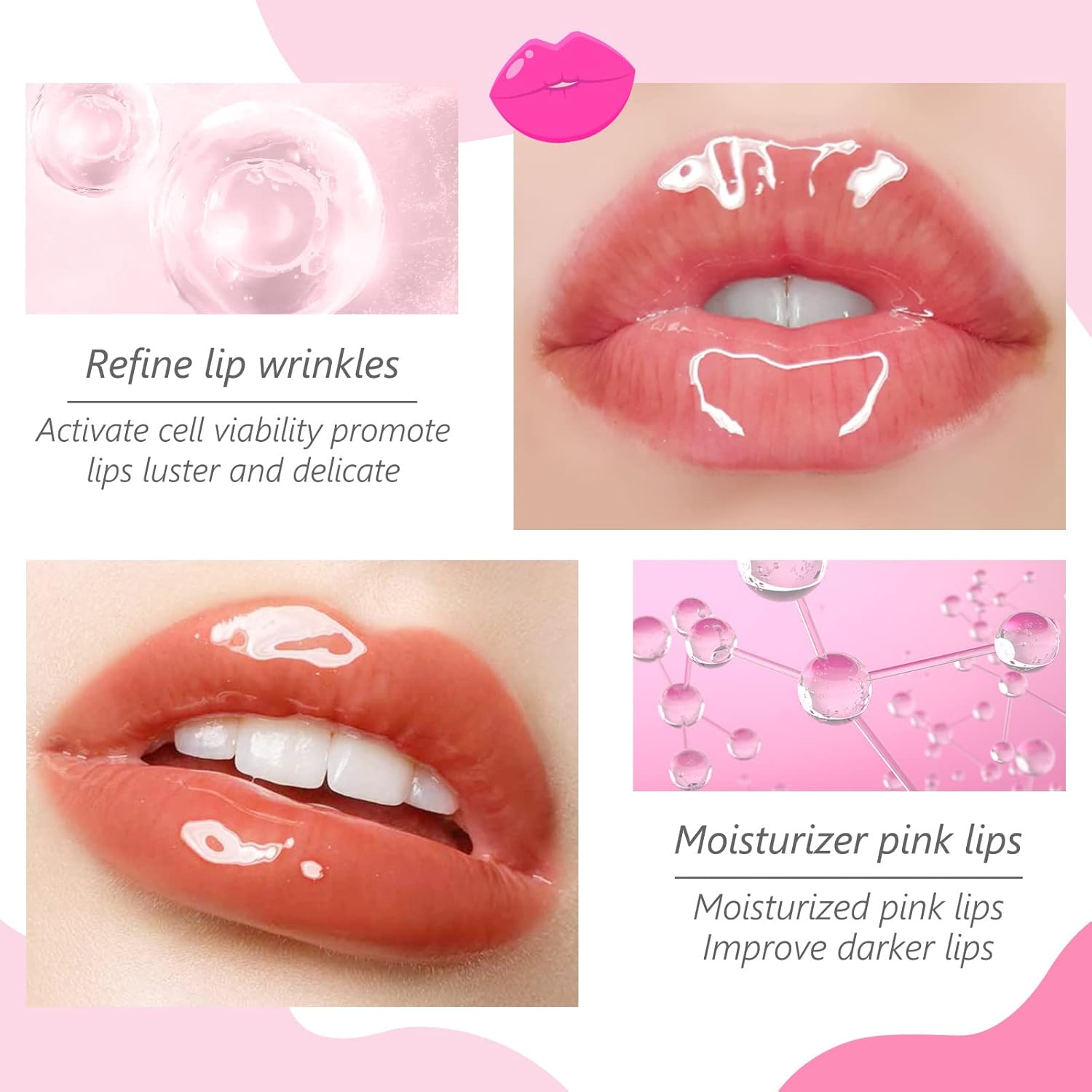 Joyeee Lip Mask, 20Pc Lip Mask Sheets, Collagen Crystal Lip Pads for Moisturizing & Anti-Wrinkle, Keeps Lips Smooth & Soft image number 5