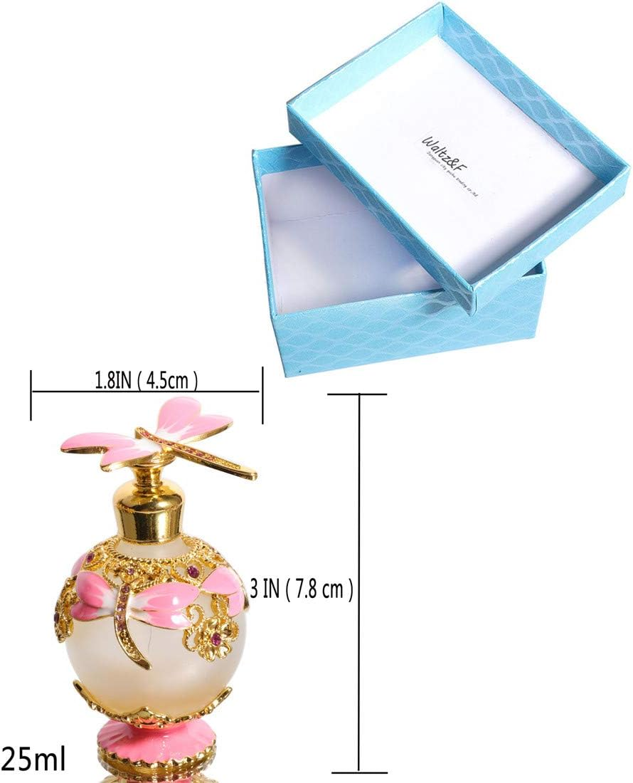 Waltz&F Pink Dragonfly Vintage Refillable Perfume Bottle Empty Frosted Glass Essential Oil Bottle Home Decor 25Ml image number 1