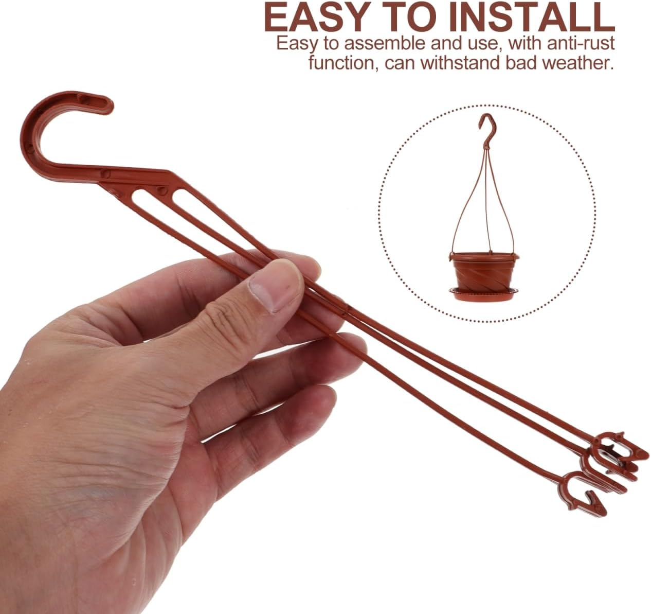 Happyyami Hanging Planter Hooks 9 Inch Plastic Wall-Mounted Flower Plant Holders with Anti-Rust Design for Indoor Outdoor Garden Balcony Desk Decoration image number 4