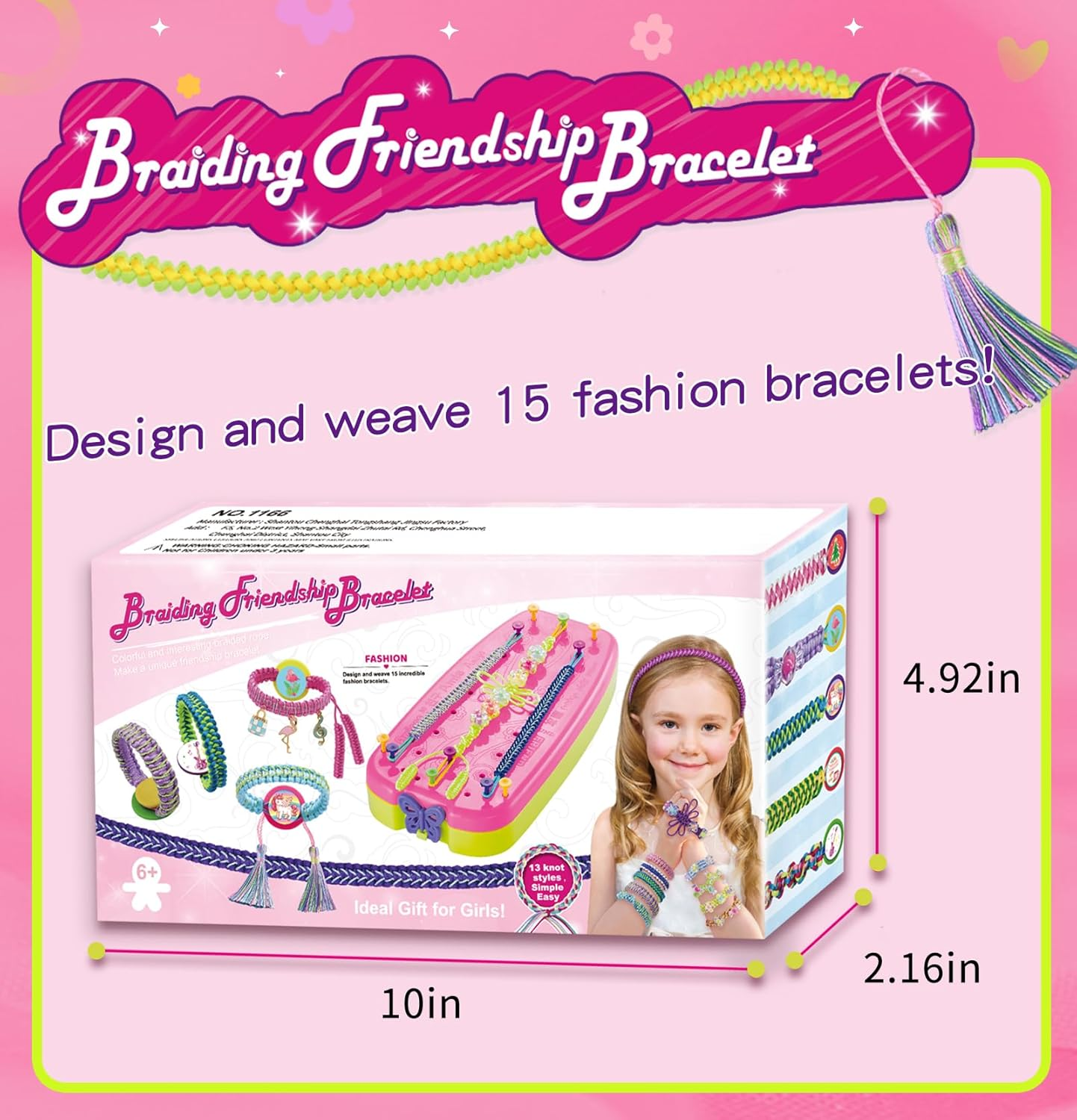 Friendship Girls Bracelet Making Kit - DIY Bracelet Kits Kids Toys Girls Gifts Ideas Ages 6 7 8 9 10 11 12 Year Old Birthday Present for Teen Girl Arts and Crafts String Maker Tool Travel Activity Set image number 2