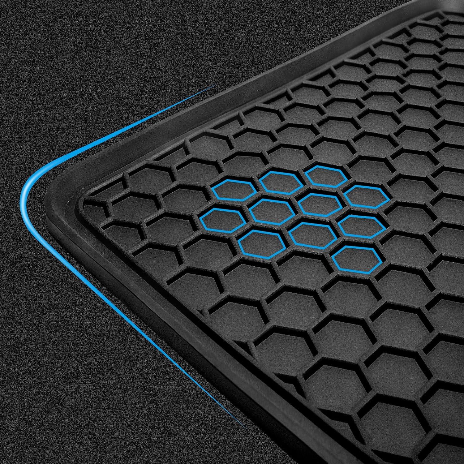 Spurtar for Tesla Model 3 Floor Mats 2017-2025, Car Floor Mats All Weather Automotive with 3D Extended Edge, 3 Pack Honeycomb Design Front & Rear Rubber All-Weather Protector, Black image number 1