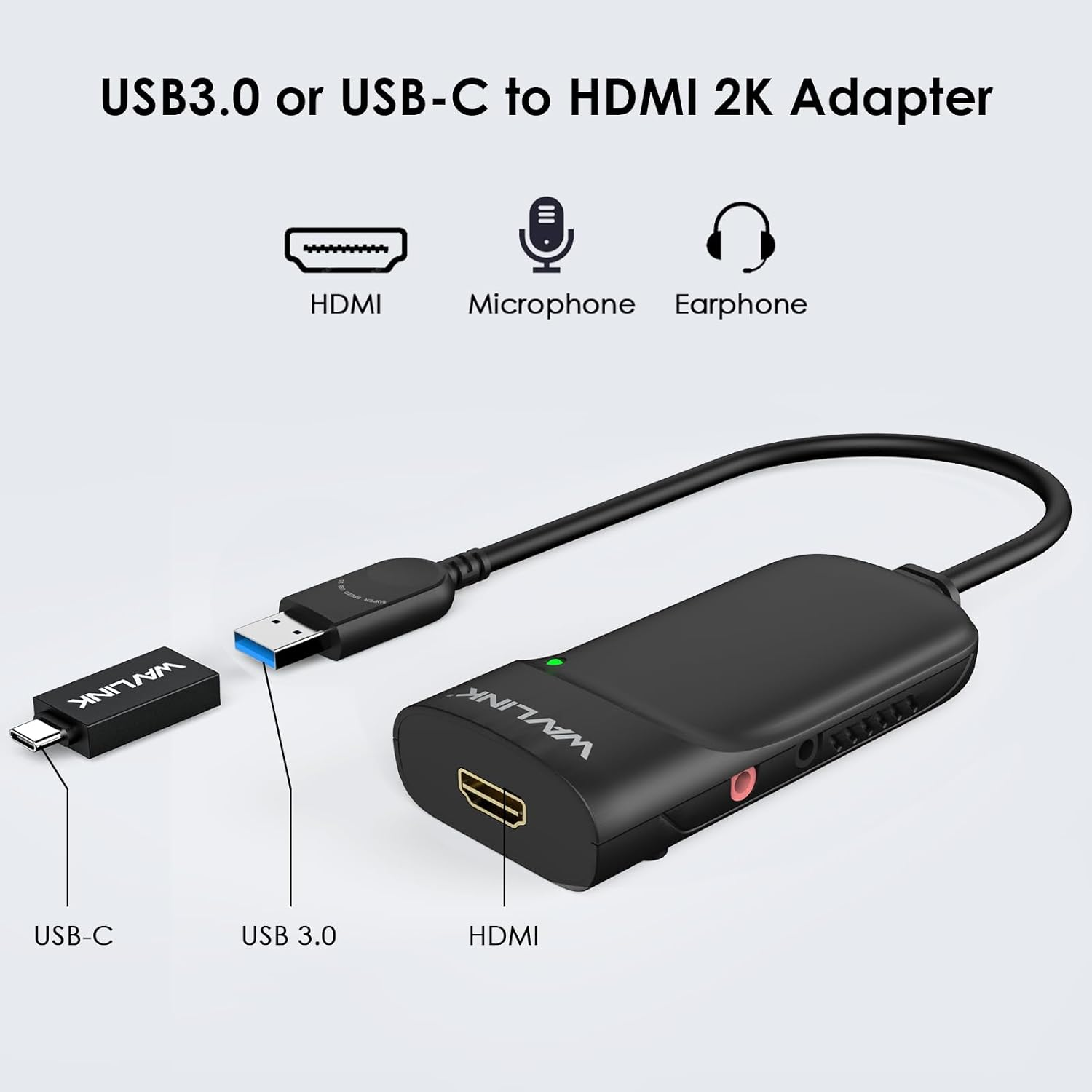 WAVLINK Universal USB 3.0 or USB-C to HDMI Adapter, Displaylink Chips External Video Card 2K Display Monitor,Supports 2560 &times; 1440 Resolution with Audio Port for Windows&Mac OS 10.14 or Latest&Linux image number 6