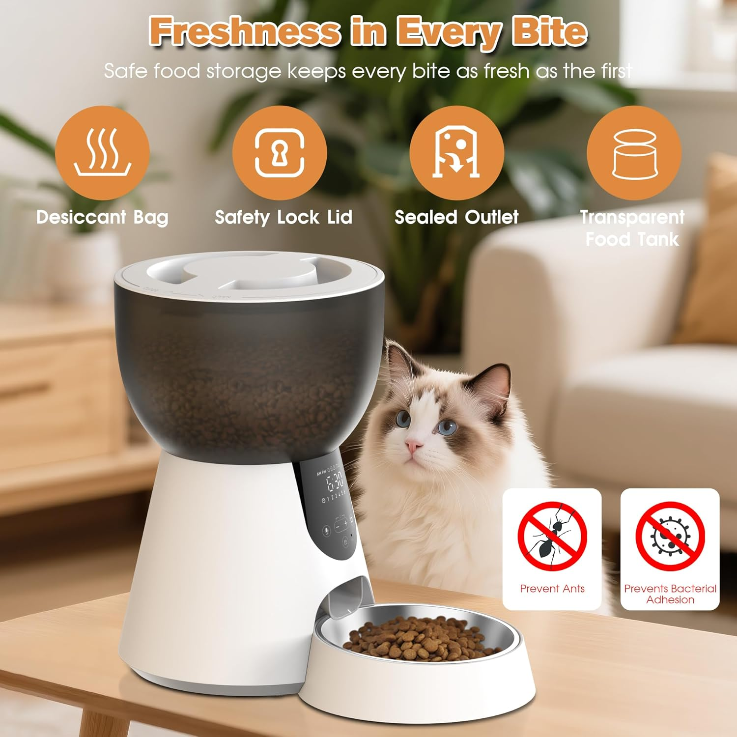 Advwin Automatic Cat Feeder and Water Fountain, 2-In-1 Feeding Set with Programmable Schedule & Voice Recorder, Dual Power Supply, Auto Pet Food Dispenser for Cats & Dogs image number 1