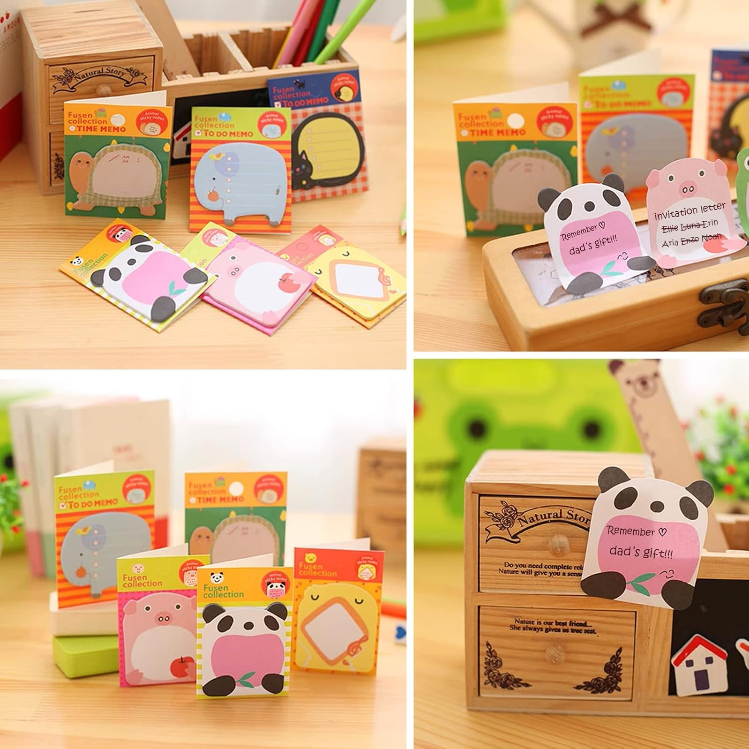 Jatidne 24 Pack Sticky Notes for Party Bags Animal Designs Party Bag Fillers for Kids image number 2