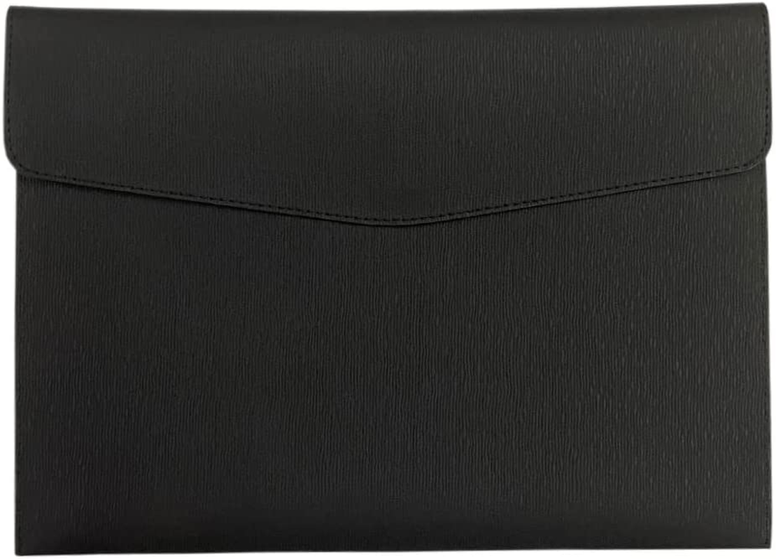 PU Leather A4 File Folder Document Holder Waterproof Portfolio Envelope Folder Case with Snap Closure 33X24Cm Black image number 2