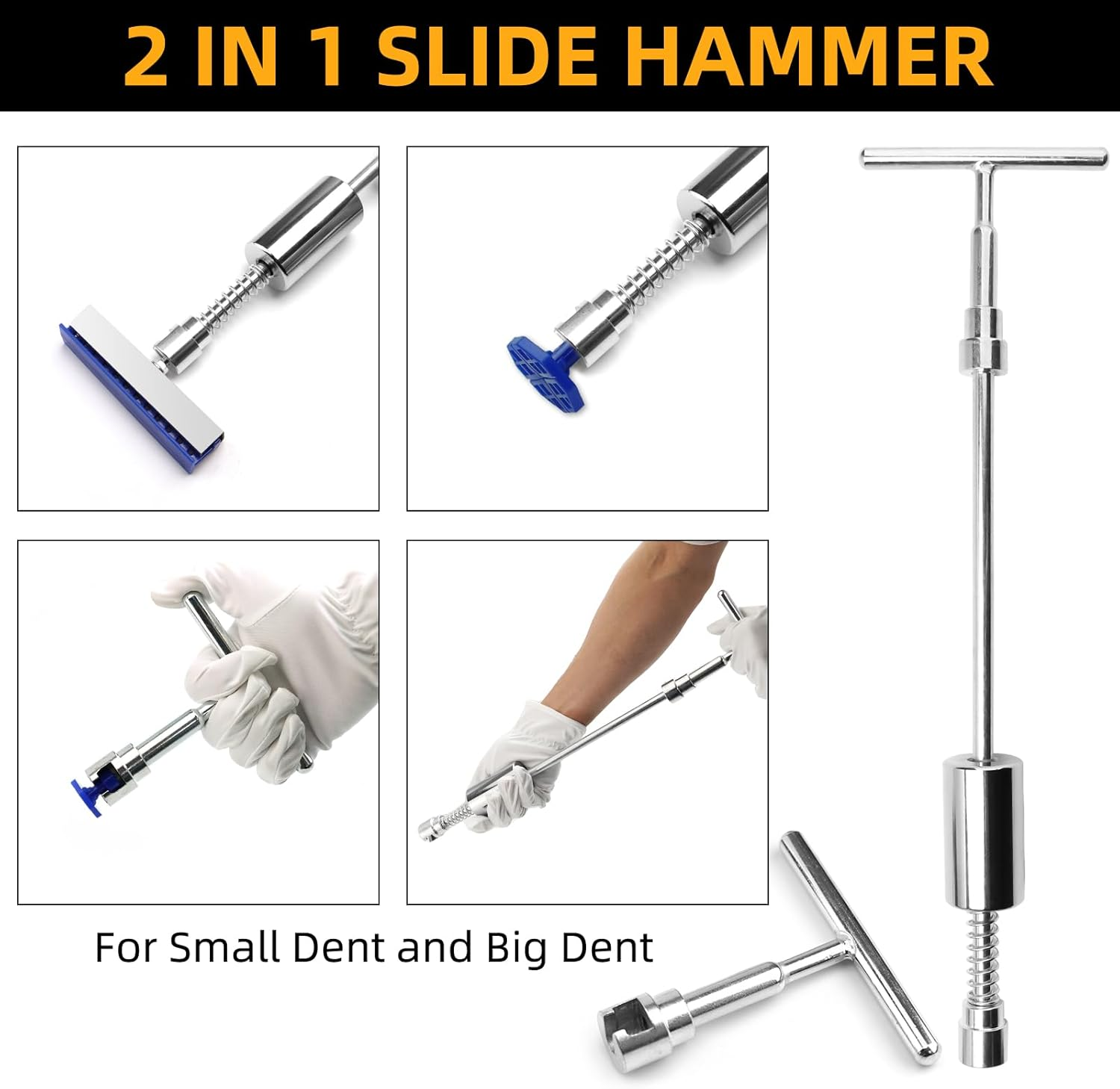 JERBOR 97PCS Car Dent Puller Kit, Paintless Dent Repair Kit with Golden Lifter, T-Bar Dent Puller, Bridge Puller, for SUV RV Truck Car Repair image number 3