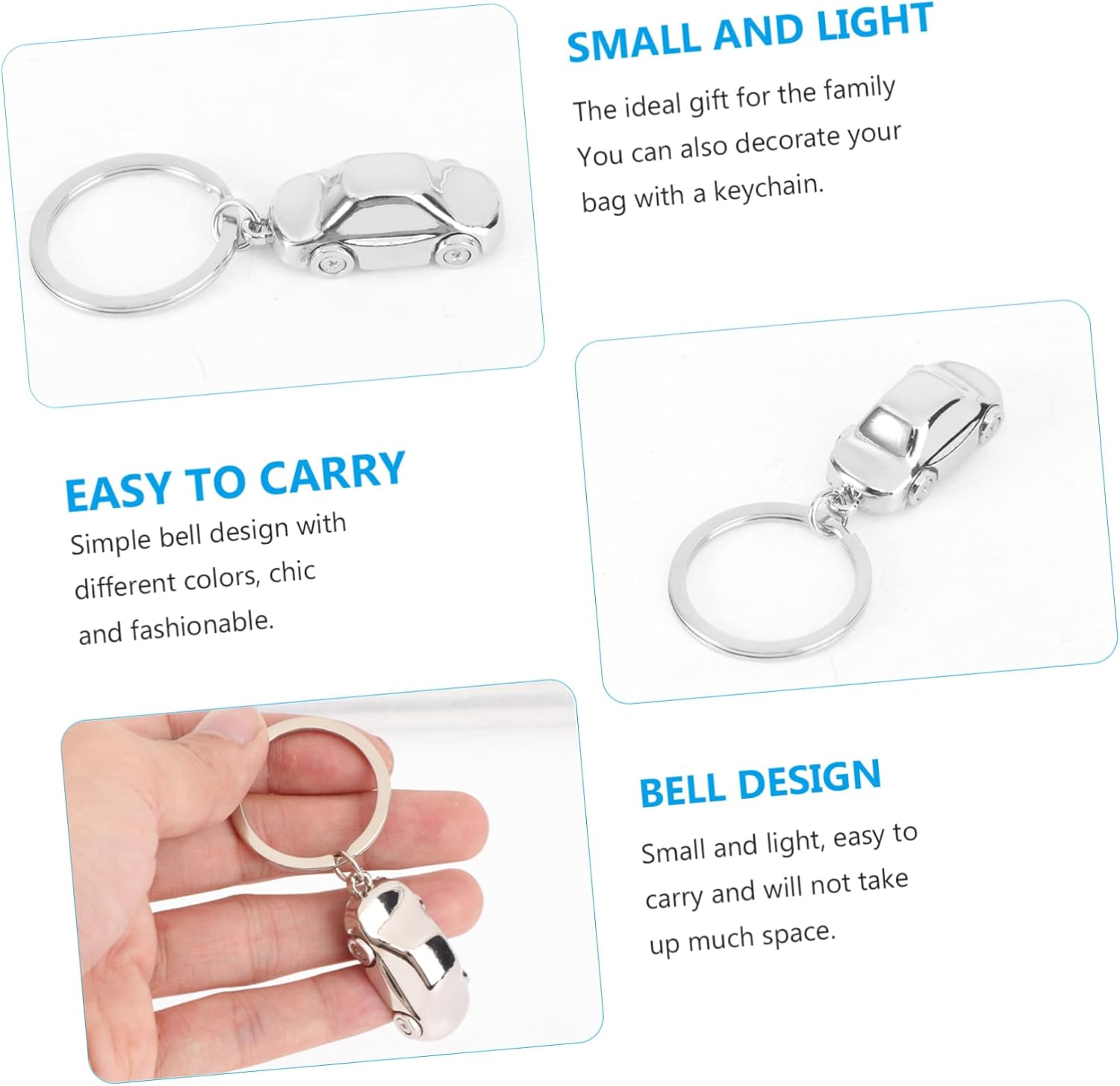 Car Shaped Metal Keychain Keyring Silver, Creative Automotive Keyring for Men and Women, Sturdy Car Key Chain Accessory for Vehicle Interior Use image number 4