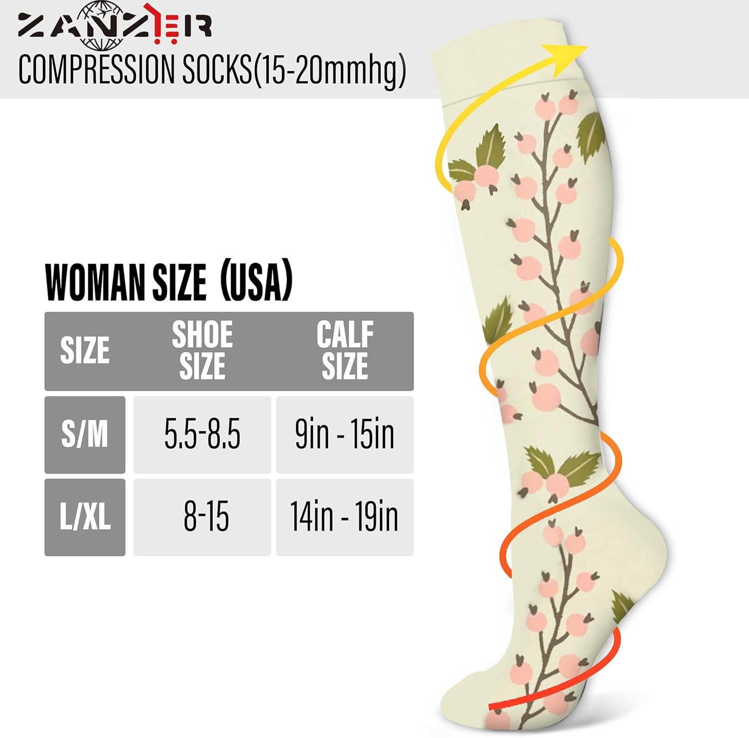 ZANZER (6 Pairs) Compression Socks for Women & Men Circulation-Graduated Supports Socks for Running, Athletic Sports image number 3