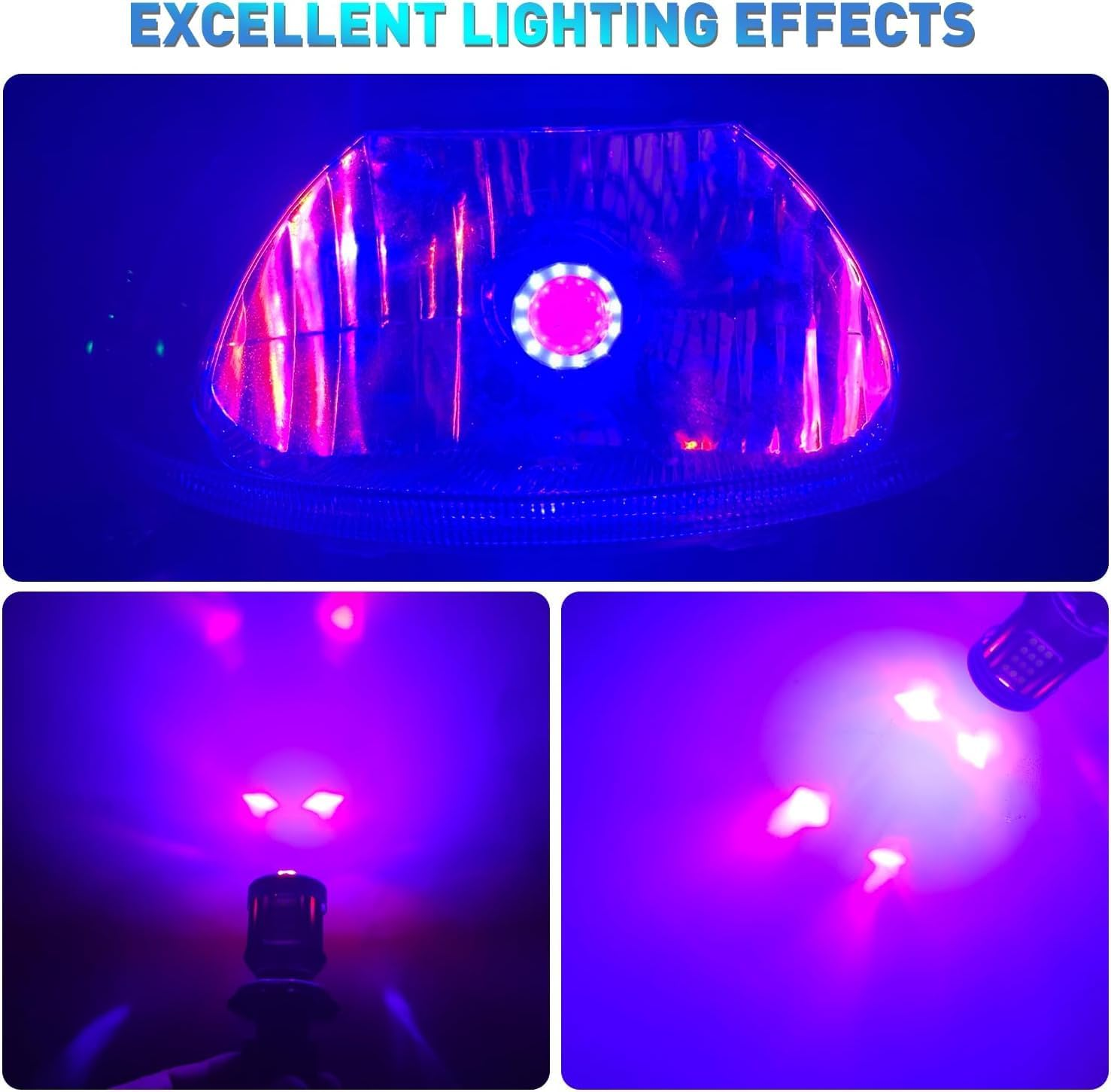 HB2 H4 LED Motorcycle Headlight Bulb Red Blue Angel Eye with HD Projector Super Bright HS1 9003 LED Headlight Bulb 25W 6000K Moto High/Low Beam White 4 Lghting Modes Plug and Play 12V-80V 1PCS