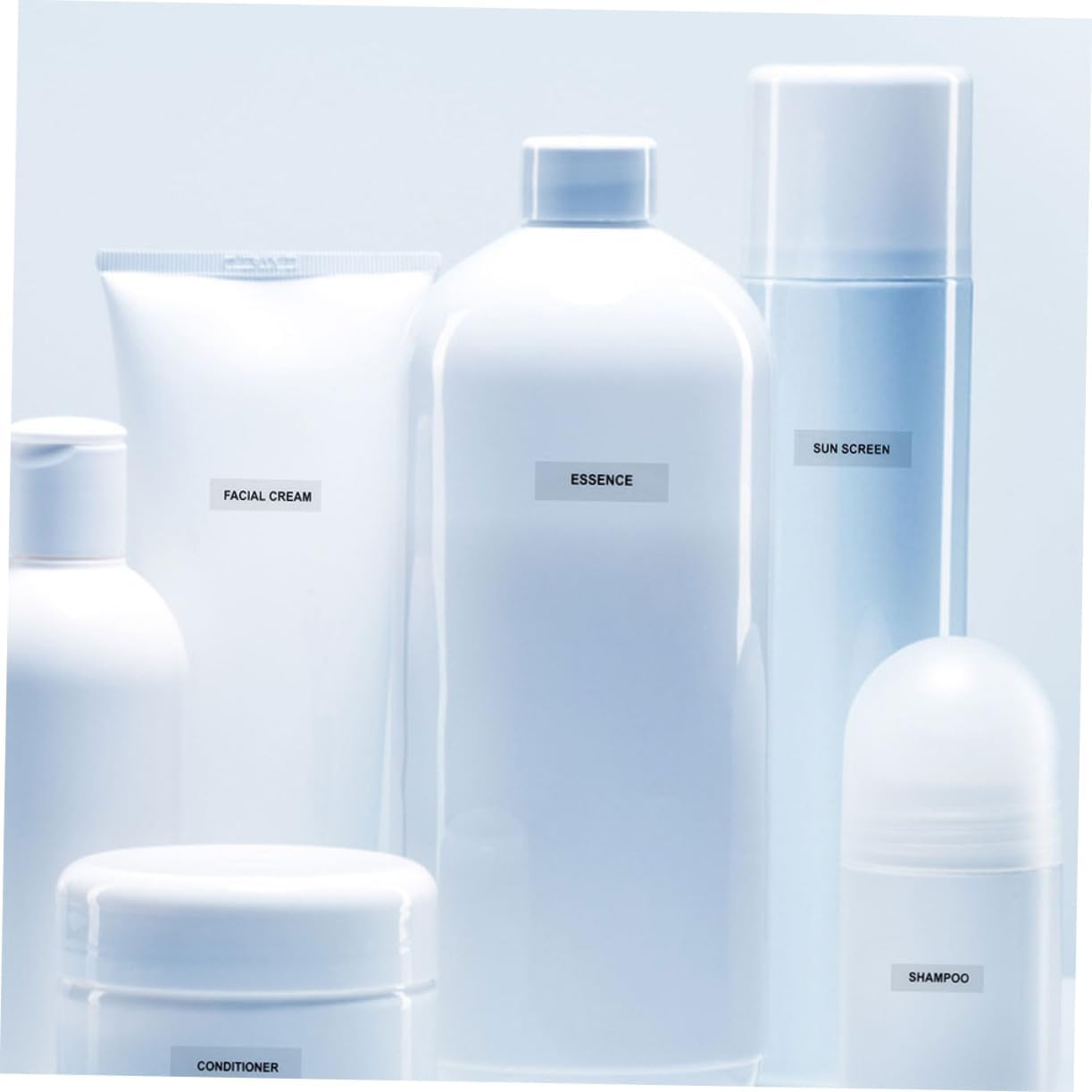 12 Sheets Stickers Shampoo Travel Toiletries Storage Bin Labels Sub Bottle Label Travel Labels for Toiletries Toiletry Small Cosmetic Soap PVC Self-Adhesive image number 1