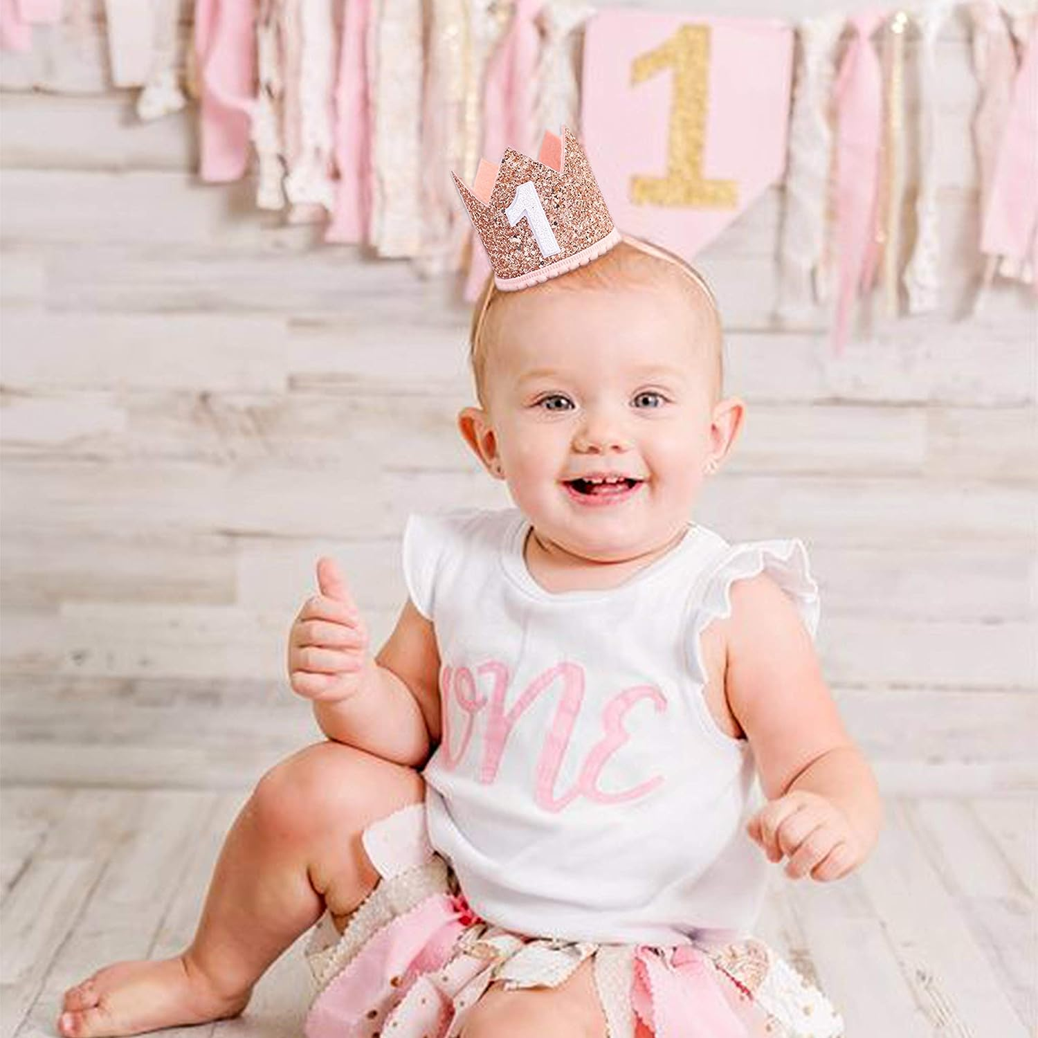 Glitter Crown for 1St Birthday - First Birthday Crown, Birthday Girl Gift image number 1