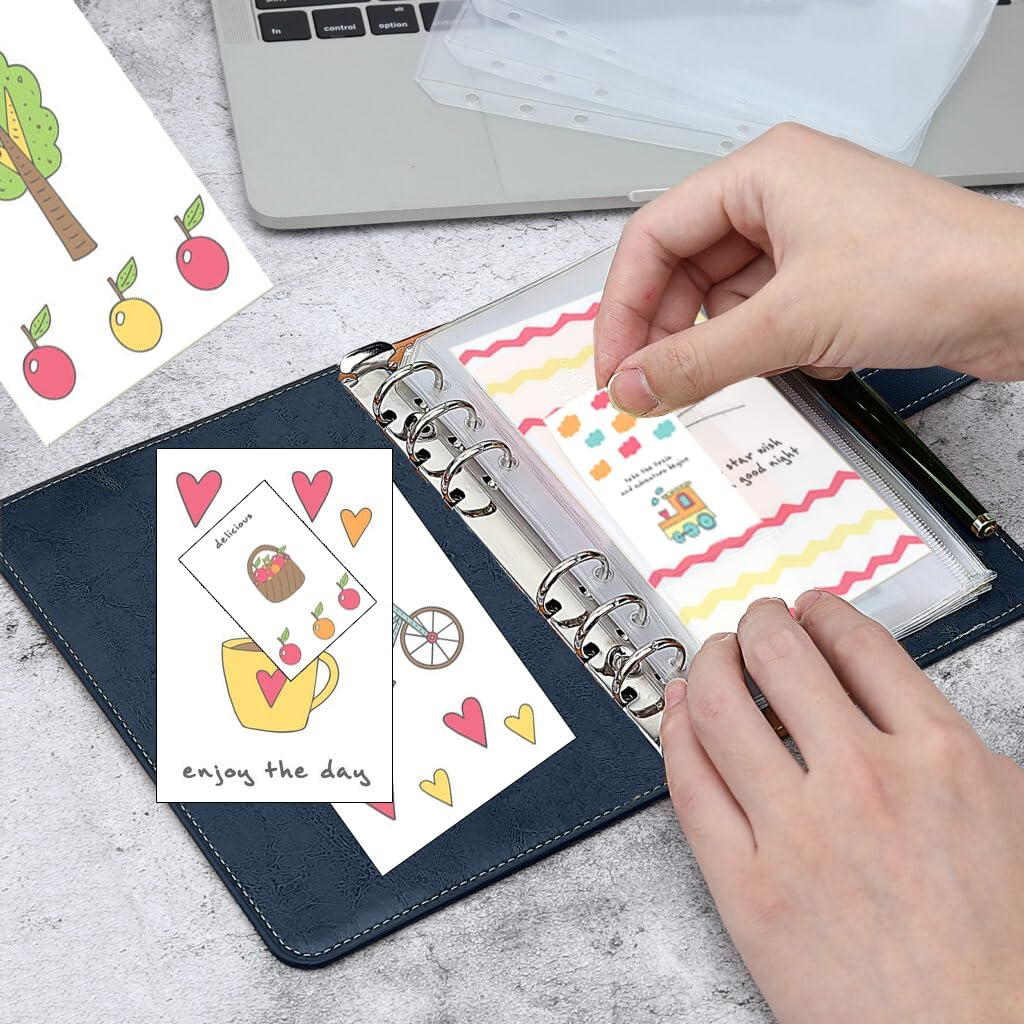 25Pcs A6 Binder Pockets, Betterjonny 6 Holes Zipper Cash Envelopes Clear Pouch Folders Waterproof PVC Document Pouch Filing Bags for 6-Ring Budget Binder Notebook Loose Leaf image number 6