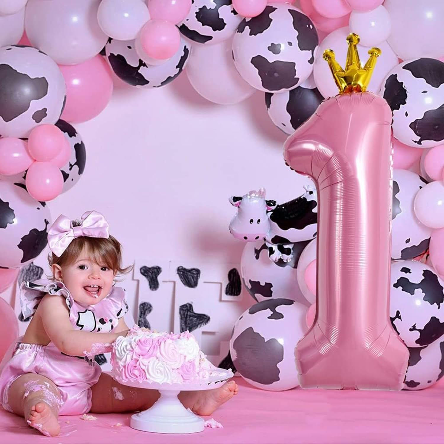 40 Inch Pink Number Balloon with Crown, Huge Giant Balloons Foil Mylar Number Balloons for Birthday Party Wedding Anniversary Decorations (Number 0) - Number 1 image number 3