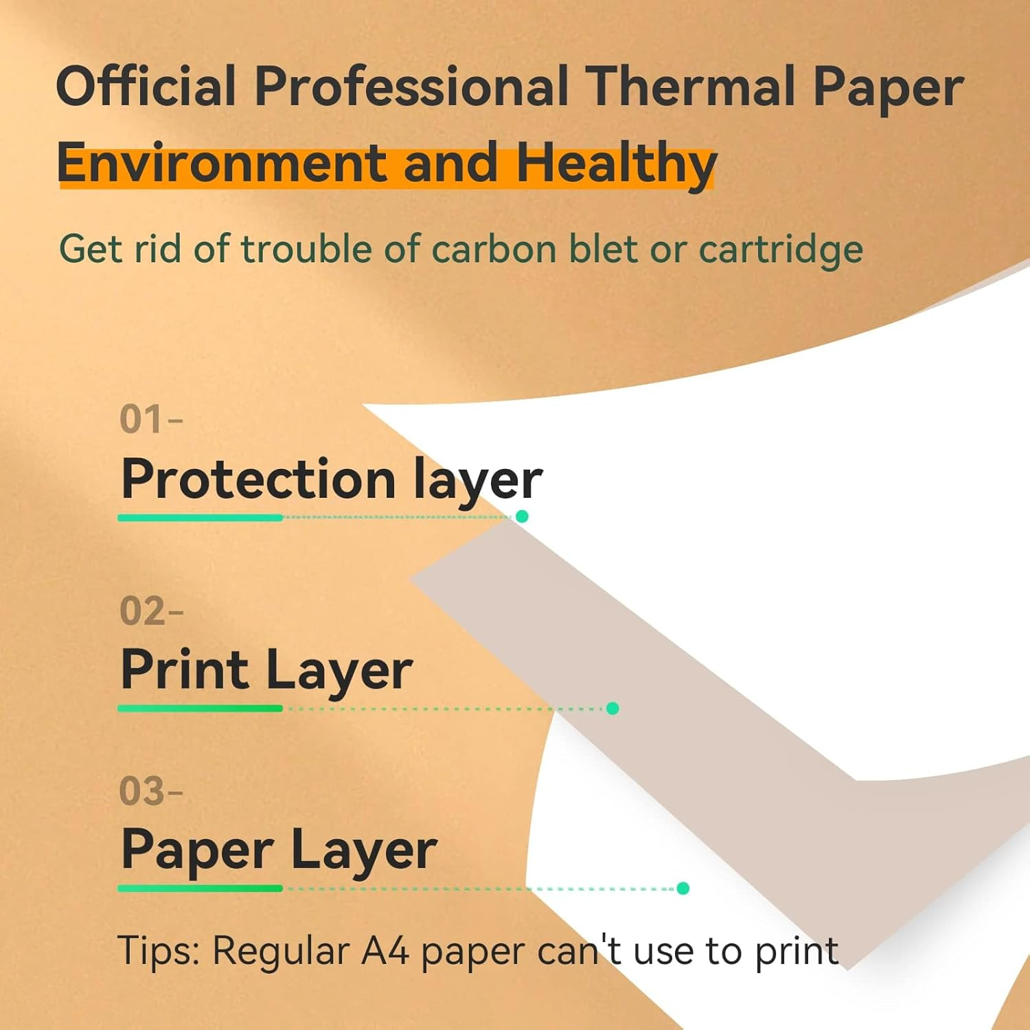 A4 Thermal Printer Paper 4 Roll, 8.3 Inches Wide, Fax Paper, Compatible with Peripage A40, M08F, MT810 and Other Portable Thermal Printers (4 Rolls | 8.3''X23') image number 1