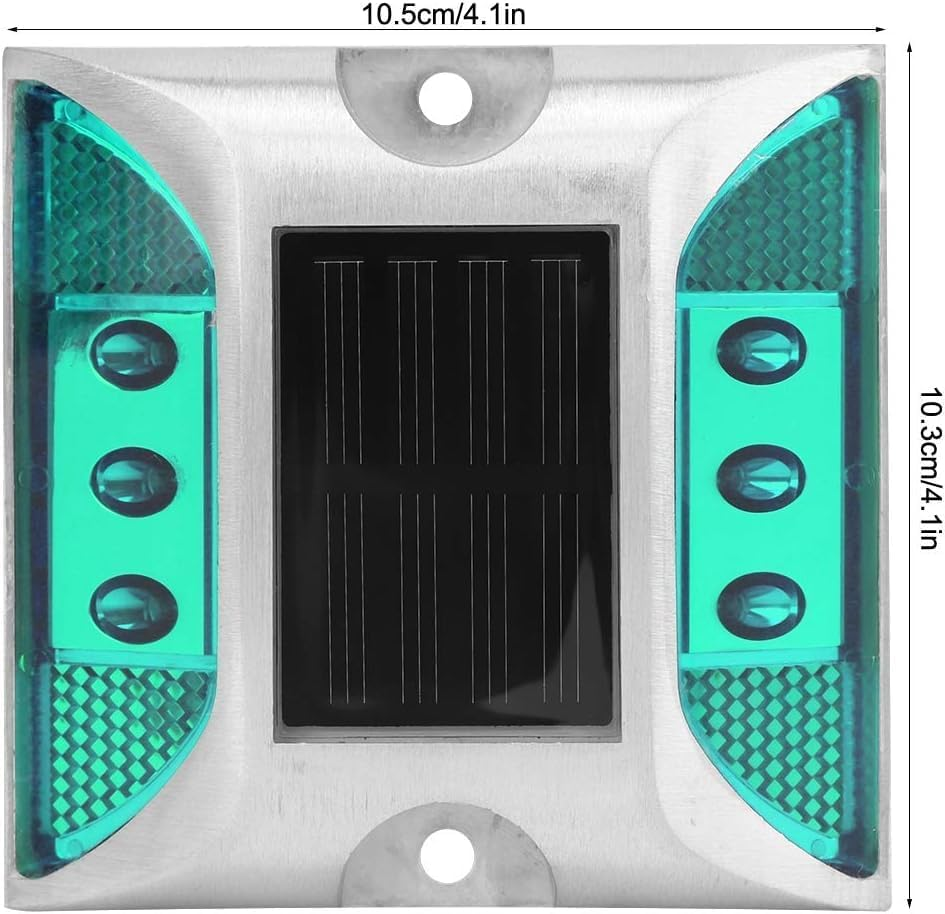 Solar Power Ground Marker Lights, LED Solar Driveway Deck Light, Waterproof 500M/1640Ft Viewing Outdoor Driveway Road Stud Lamp, Cast Aluminium Road Highway Spike Lamp (Green1) - Blue image number 3