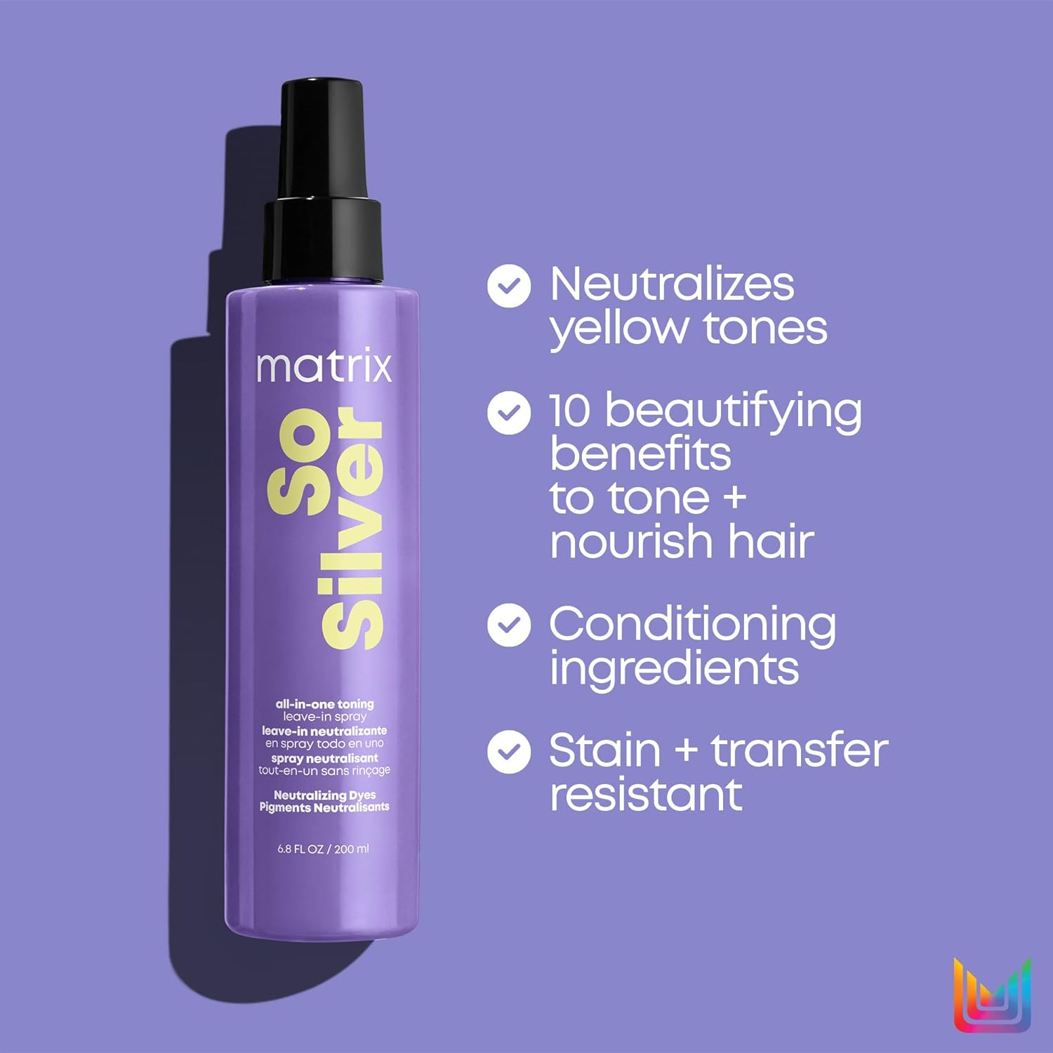 Matrix All-In-One Toning Spray for Blonde Hair to Neutralise Yellow Tones, with Purple Pigments, so Silver Spray, 200 Ml image number 2