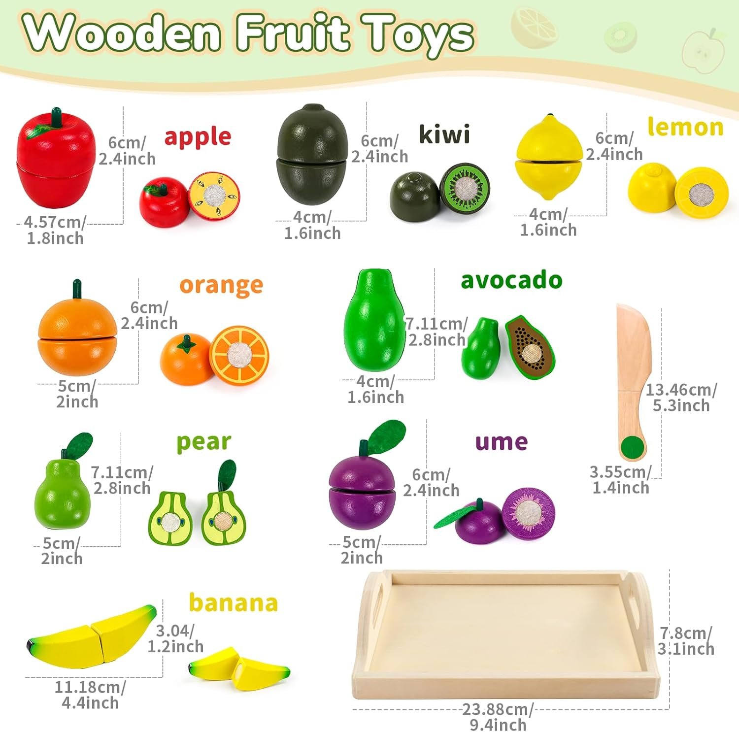 Montessori Toys for 2 Year Old Play Food Cutting Toy Wooden Toys Pretend Play Kitchen Accessories for Kids Fake Food Pretend Play Kitchen Set for Kids 2 3 4 Girls Boys Party Games image number 2