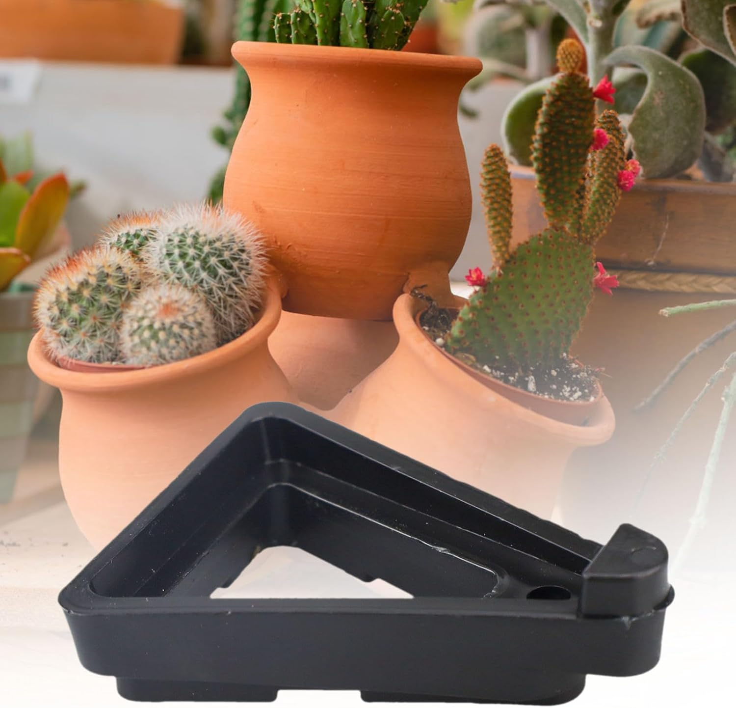 24 Pcs Pot Toes Plant Feet Invisible Flower Risers Potted Triangle Stand for Indoor and Outdoor Lifters Supports Pots Terracotta Small Large Pot(Black) image number 4