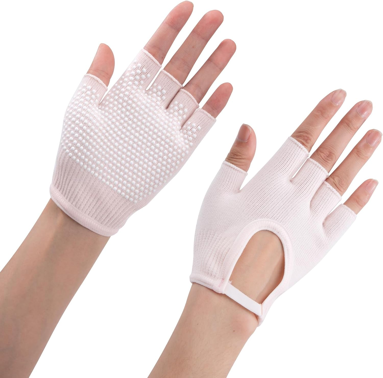 Yoga Gloves Non-Slip Breathable for Pilates and Gym - Comfortable Sweat Absorption for Women with White Silicone Dots Fingerless - Gift