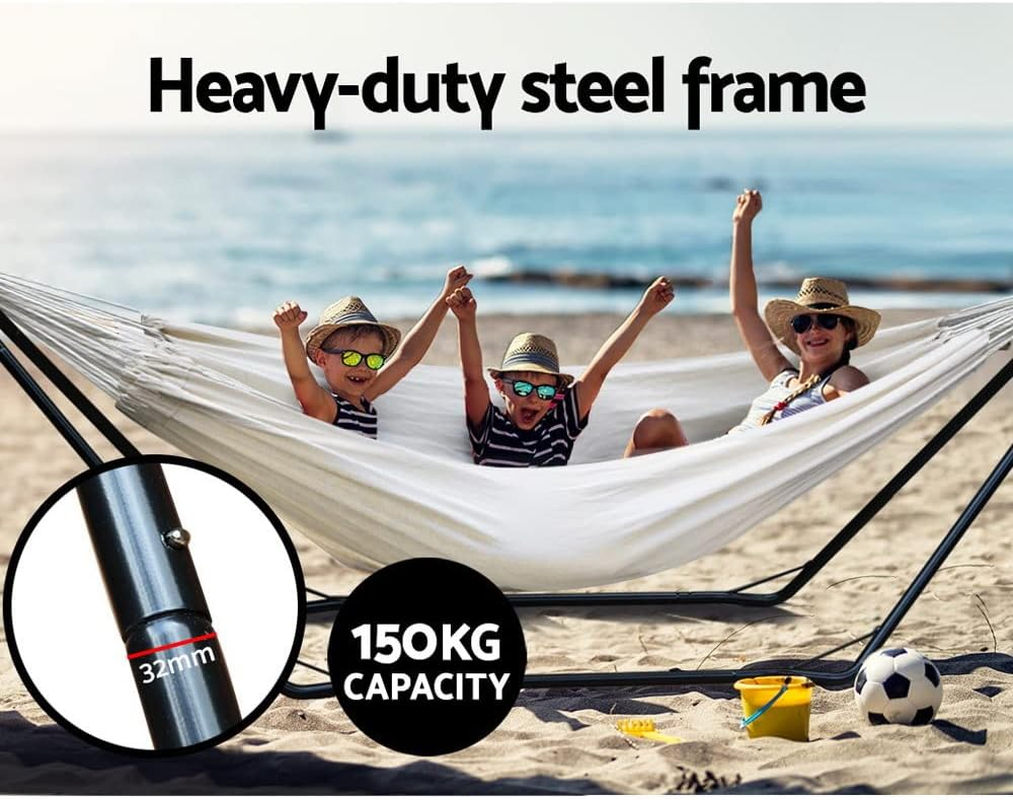 Gardeon Hammock, Single Bed Portable Camping Swing Hanging Chairs Hammocks Patio Backyard Porch Outdoor Indoor Furniture, 150Kg Capacity Handcrafted Tassels White image number 6