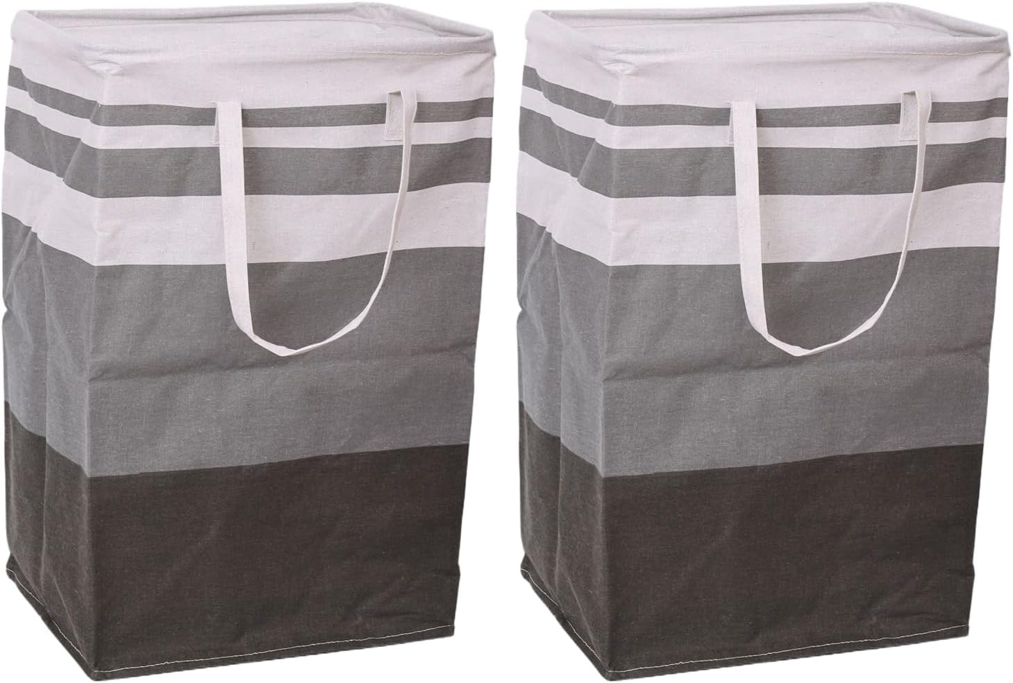2-Pack Large Laundry Basket, Waterproof, Collapsible Tall Clothes Hamper with Extended Handles for Clothes Toys in the Dorm and Family-(75L, Stripe)