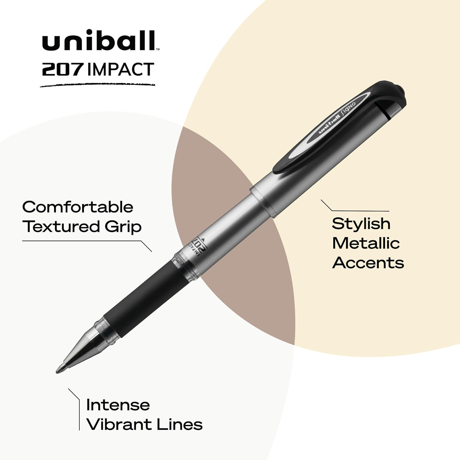 Uni-Ball 207 Impact Gel Pen Refills, Bold Point (1.0Mm), Black, 2 Count image number 1