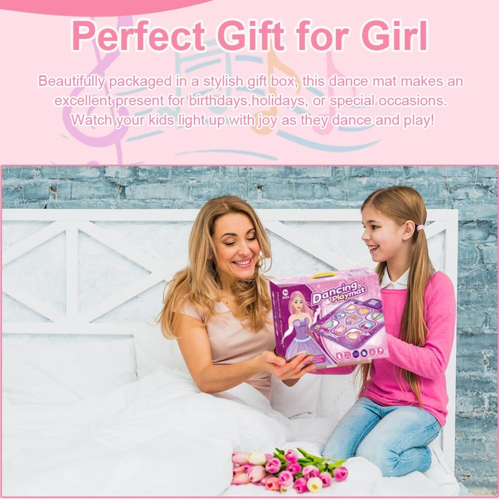 Dance Mat for Girls - Light-Up Musical Dance Pad with Music, 7 Fun Game Modes, Rechargeable & Portable, Kids Aged 3-12 Years (Pink) image number 4