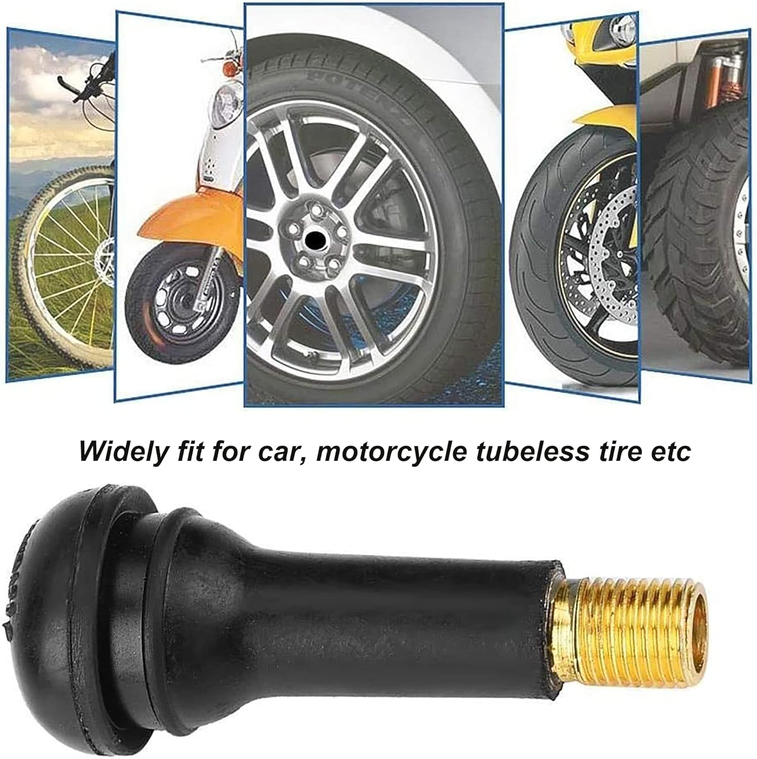 IRYNA Car Tire Valve Stem, 10Pcs Rubber, Black, Universal Fit for Truck, Motorbike, Passenger Car, Tubeless Snap-In, Brass Core, 50 X 19Mm, Max. 4.5 Bar image number 4