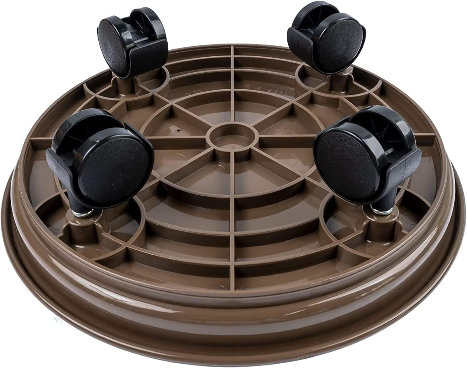 2Pcs Plant Caddy,Planter Pot Mover, Plant Pot Pallet Dolly Caster with Universal Wheels, round Movable Planter Dolly Trolley Tray Pallet Outdoor Indoor Tree Flower Stand Planter (13 Inch+2Pcs+Brown) image number 2