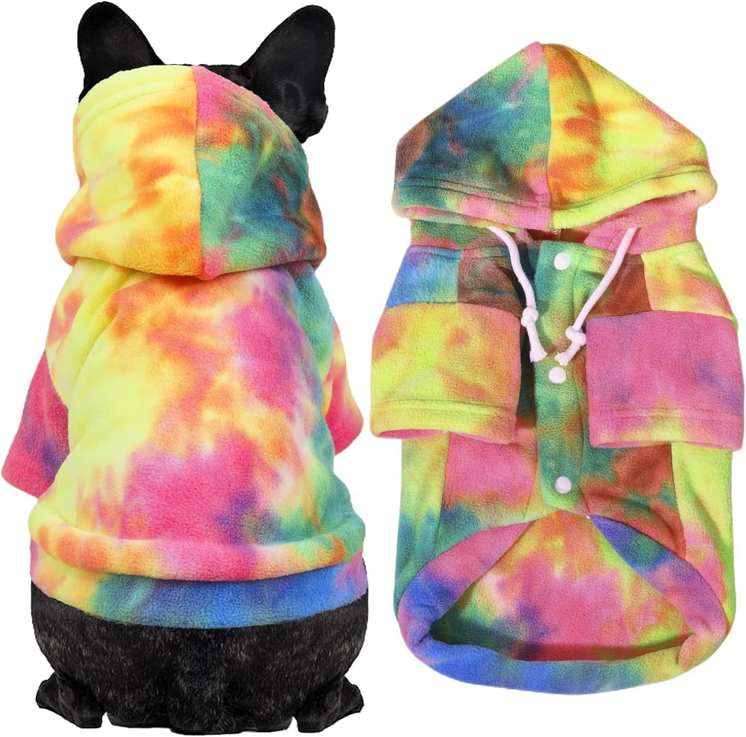 Tie Dye Dog Cat Fashionable Casual Hooded Sweat Shirt (Bandhnu, M) image number 2