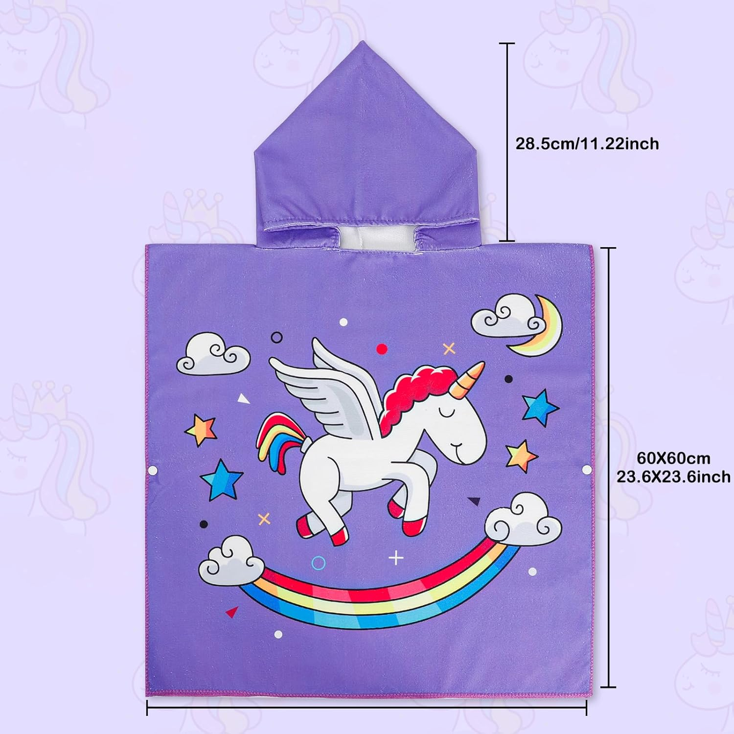 KAKU NANU Hooded Poncho Towels for Kids Beach Swimming Poncho Pink Unicorn Hooded Robe Girl Beach Poncho Pink 2 3 4 5 6 Years image number 4
