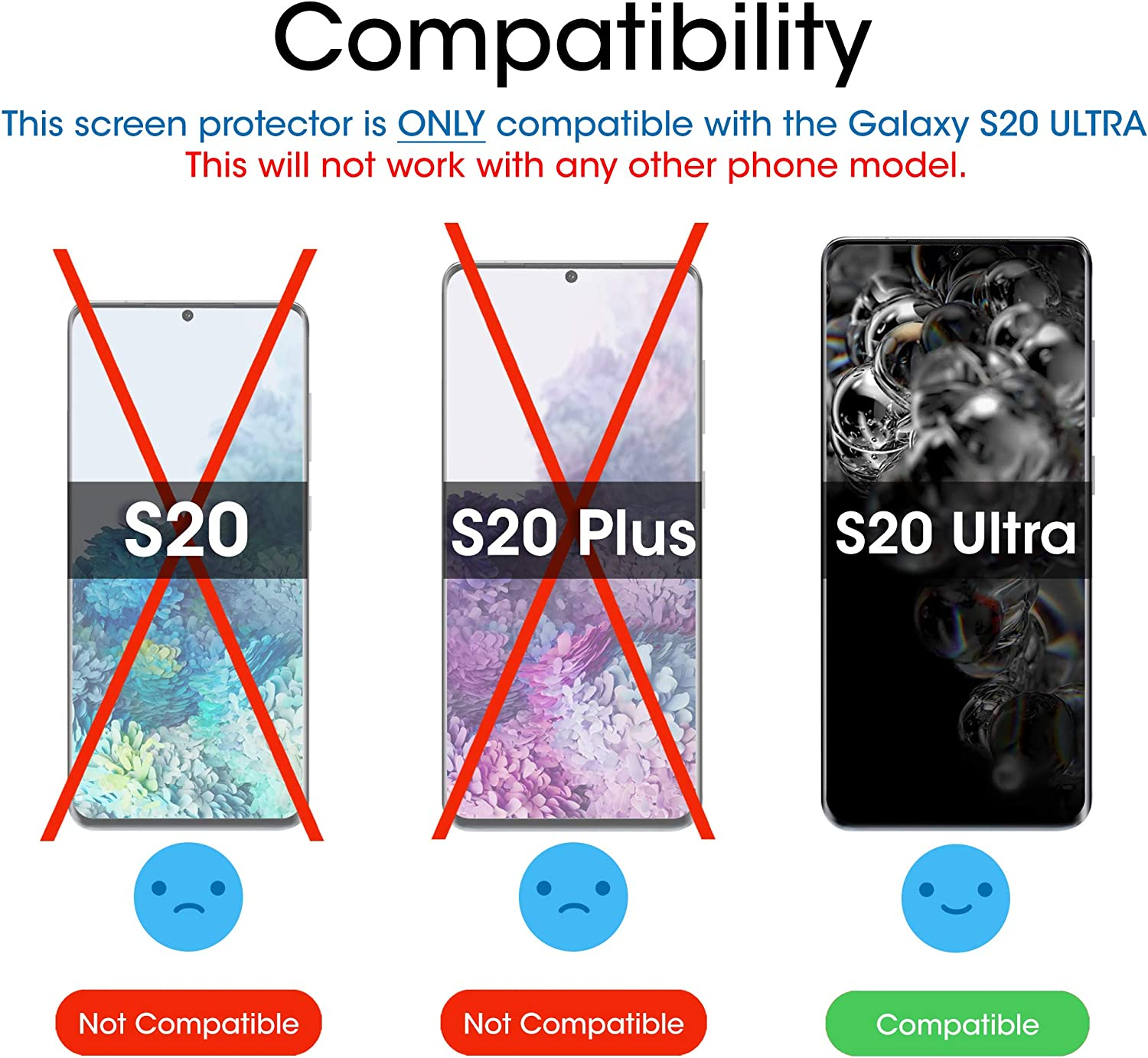 Amfilm Ultra Glass Screen Protector for Galaxy S20 Ultra (2 Pack), Full Cover (Fingerprint Scanner Compatible) Tempered Glass Film (UV Gel Application) - Samsung Galaxy S20 Ultra Screen Protector image number 5