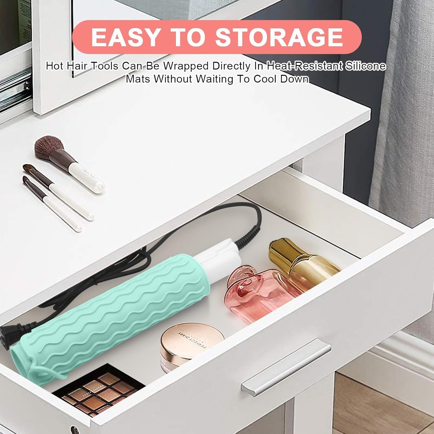 Plus Size Silicone Heat Resistant Mat, Portable Travel Hot Tools Pad Cover for Curling Iron, Flat Iron, Hair Straightener and Other Hair Styling Tools(12.0" X 9.0") image number 5