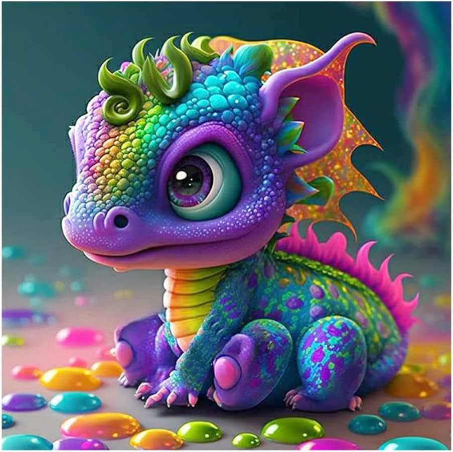 Clendo 5D Diamond Painting Kits for Adults - DIY Colorful Dragon Diamond Art Kits for Beginner Full Drill Cute Diamonds Painting Gem Art for Home Wall Decor 14X14Inch image number 5