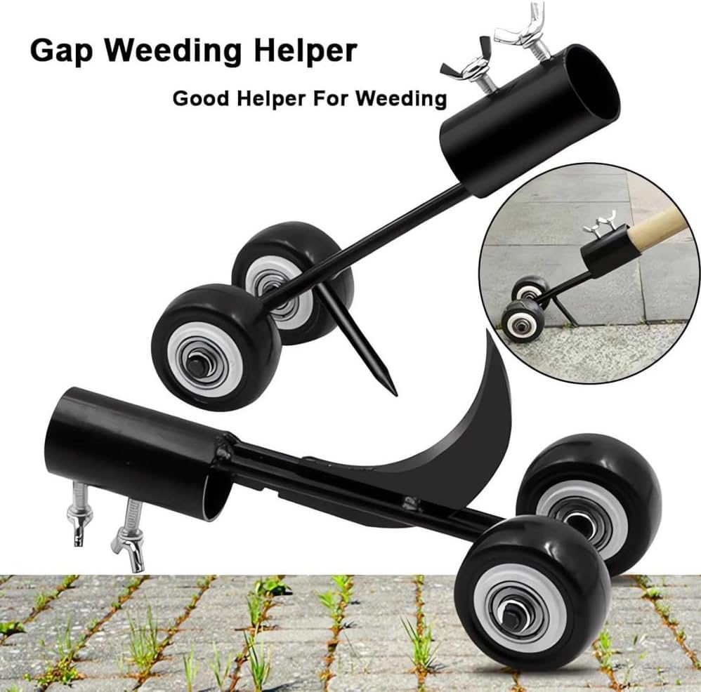 Portable Gap Weeder Lawn Mower,Hand Weeder Detachable Weed Remover Tool,Crevice Weeding Tools with Wheels,Curved Hook Slot Weeder Garden Tool for Garden Patio Backyard Lawn,Stick Not Included image number 5