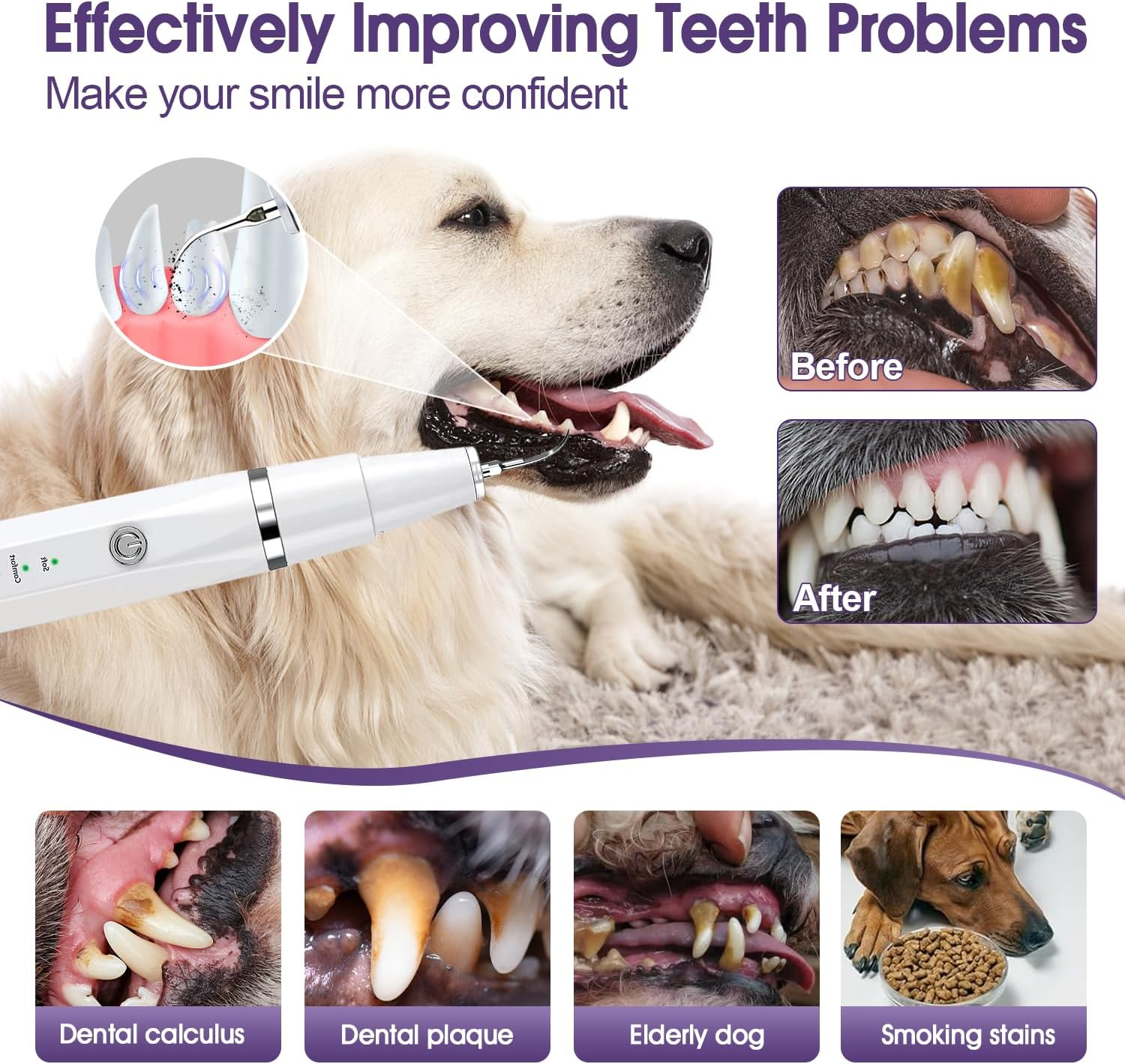 Dog Teeth Cleaning Kit-Dog Tooth Plaque Remover-Ultimate Pet Dental Care Kit - Ultrasonic Teeth Cleaner and Plaque Remover for Dogs | Complete Oral Hygiene Solution-White image number 5