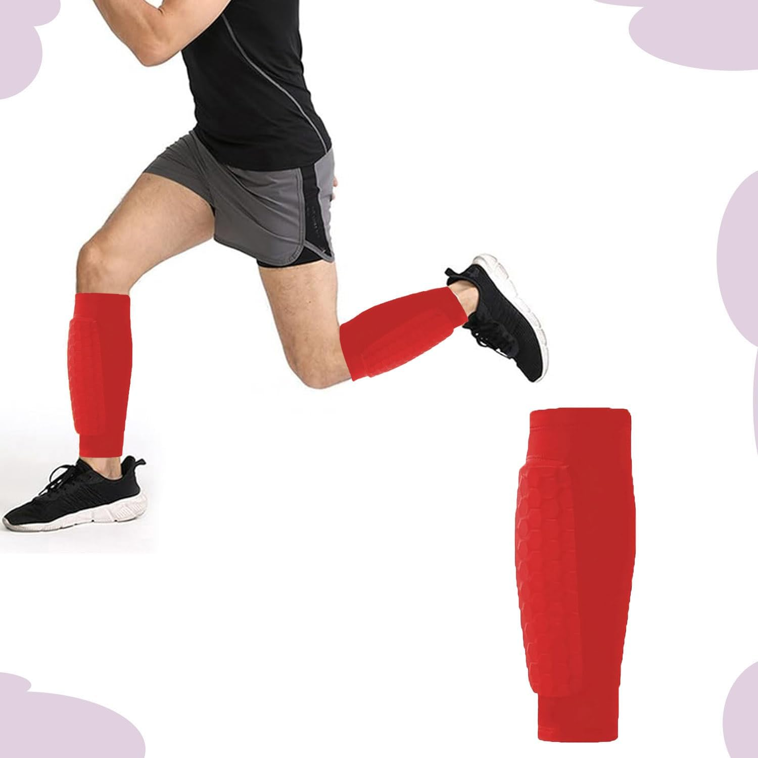 Shin Guards for Soccer, Lightweight Shin Pads for Kids Youth & Adult - Football Shin Defender Protective Gear, Comfortable Breathable Leg Guards. (1, Red, Large) image number 3