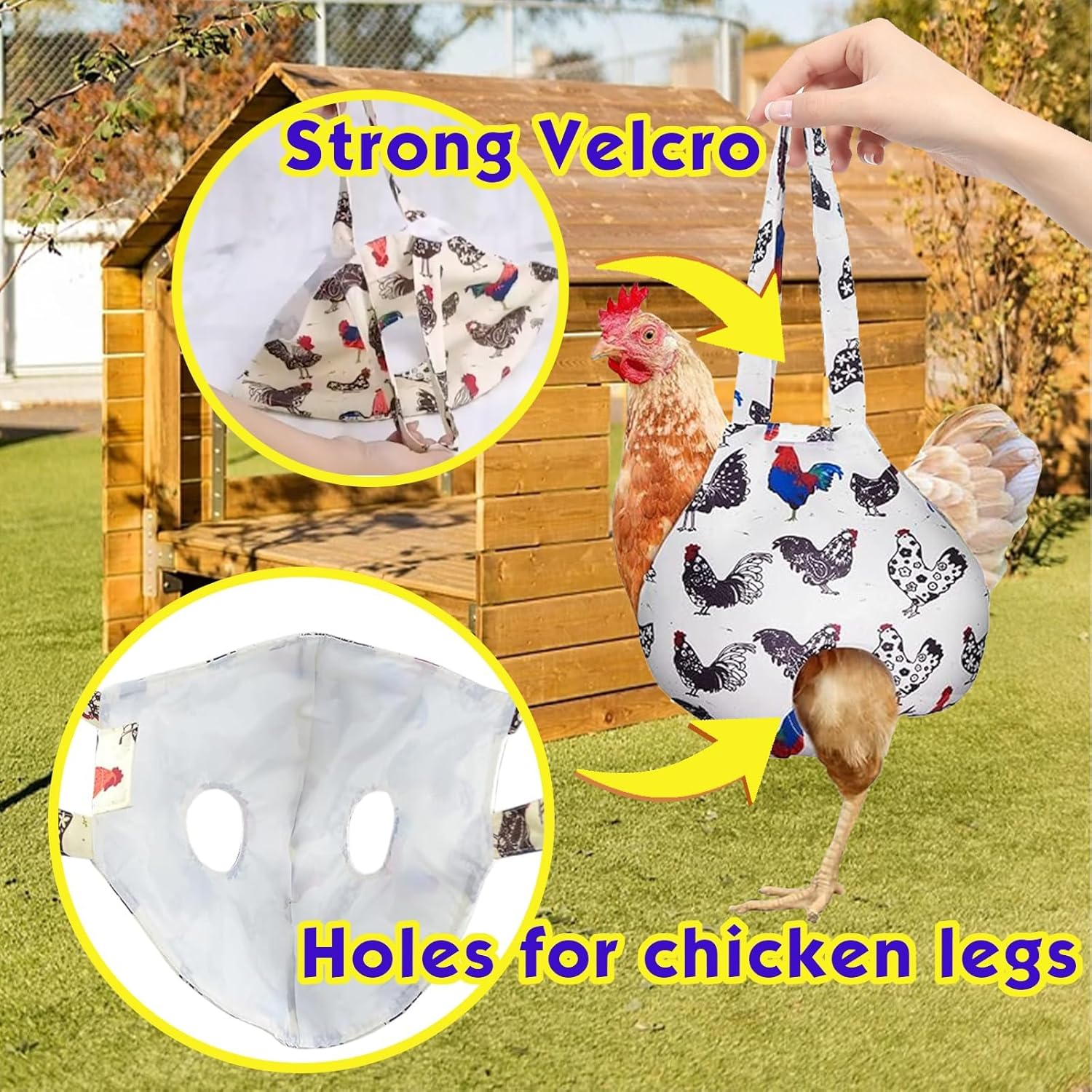 Chicken Holder Bag Chicken Medic Bag Chicken Carrier with Handle Chicken Supplies Catching Hand Bag for Hen Rooster Poultry Chicken Transport (White A) image number 2