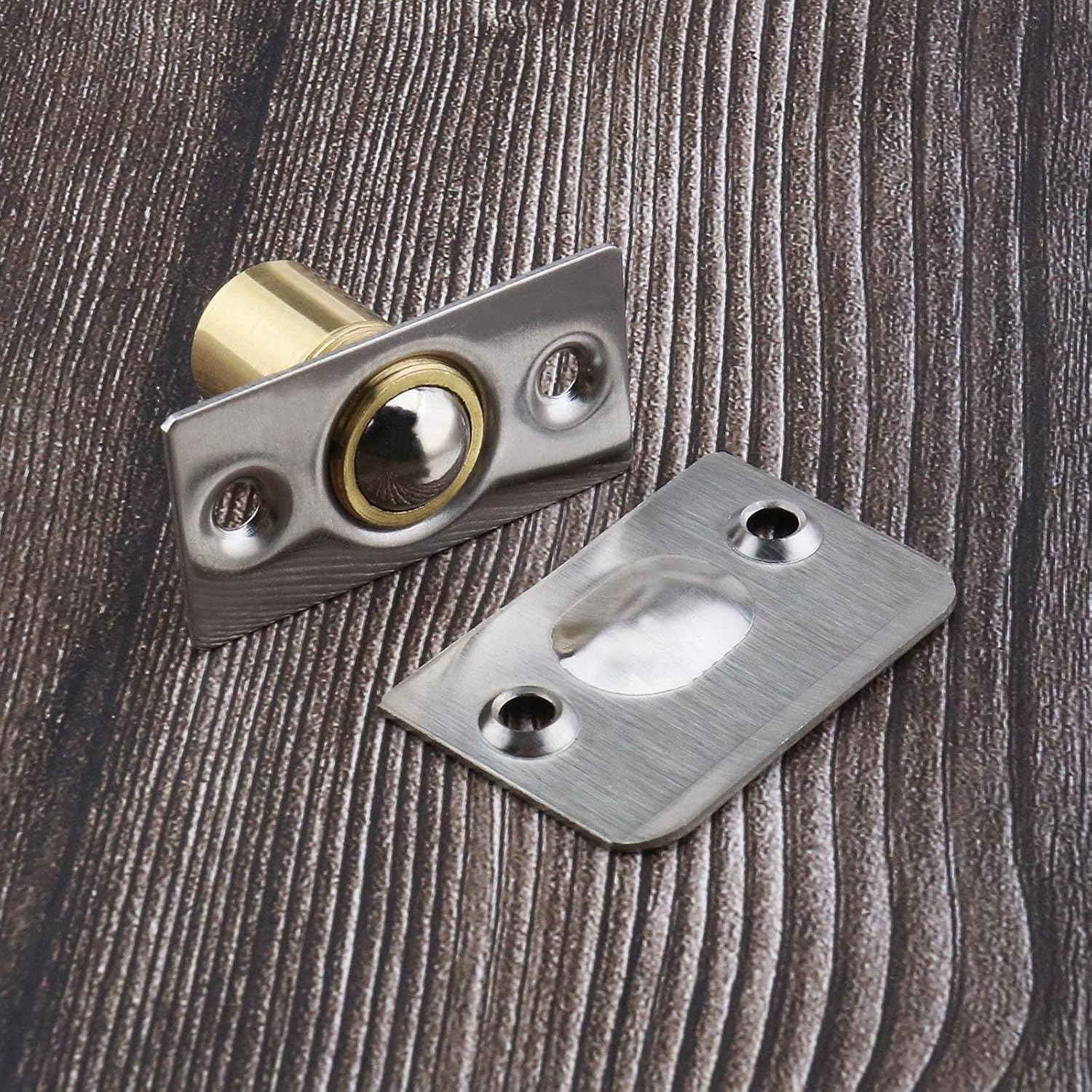 SING F LTD 4 Sets of Roller Ball Door Catch Latches with Fixing Screws for Home Kitchen Closet Wardrobe Door Cabinet Cupboard Hardware Adjustable Stainless Steel Pure Copper Silver image number 3