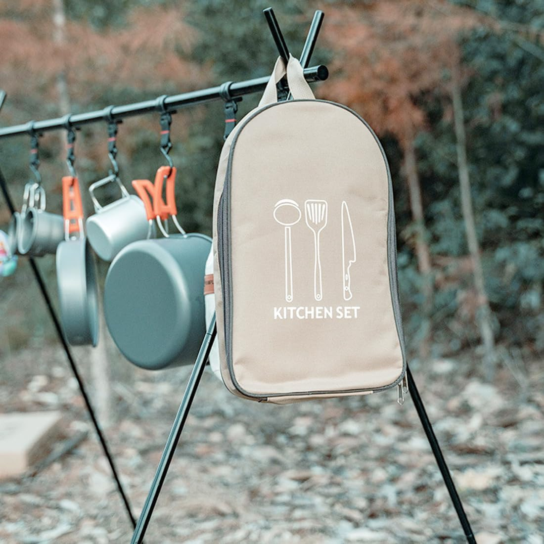 Portable Camping Kitchen Utensil Set,Camp Cookware Utensils Organizer Travel Kit,8 Piece Cookware Kit, Travel Grill Set image number 5