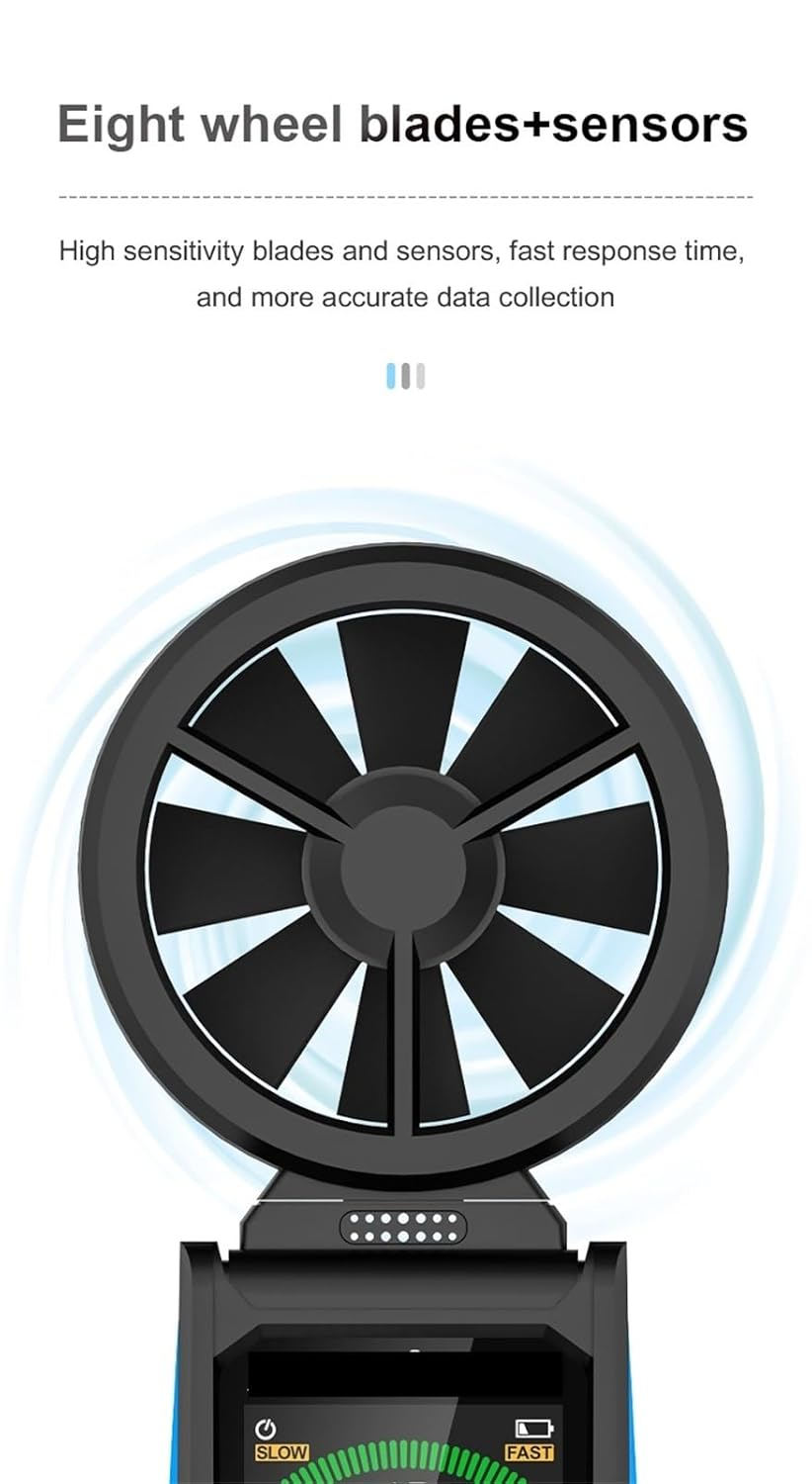 Handheld Digital Anemometer, LCD Backlight Air Wind Speed Scale, Accurately Measure Wind Speed & Temperature Measure image number 4