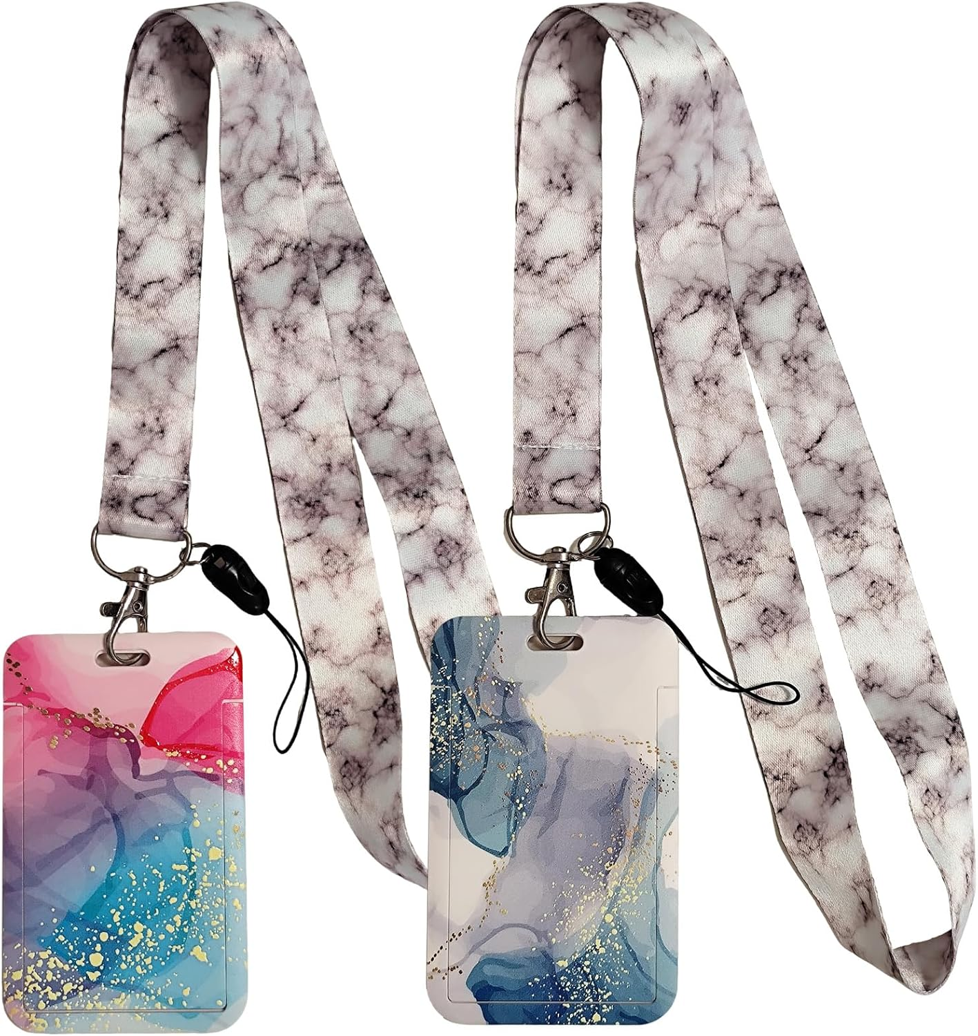 Purple Butterfly Retractable ID Badge Holder with Detachable Lanyard, Fashionable Badge Reel Heavy Duty with Carabiner Clip Lanyards for Keys USB Nurse Medical Student Teacher Office Women Men Gifts