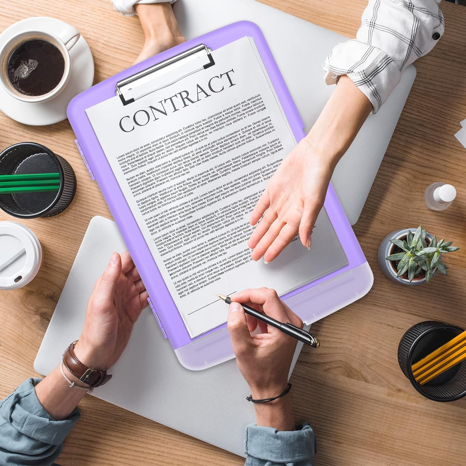 Rimilak Plastic Clipboard with Storage, High Capacity Nursing Clipboards with Pen Holder, Slim Clipboard Storage Box with Heavy Duty Clips, Clipboard Folder Side-Opening, Purple