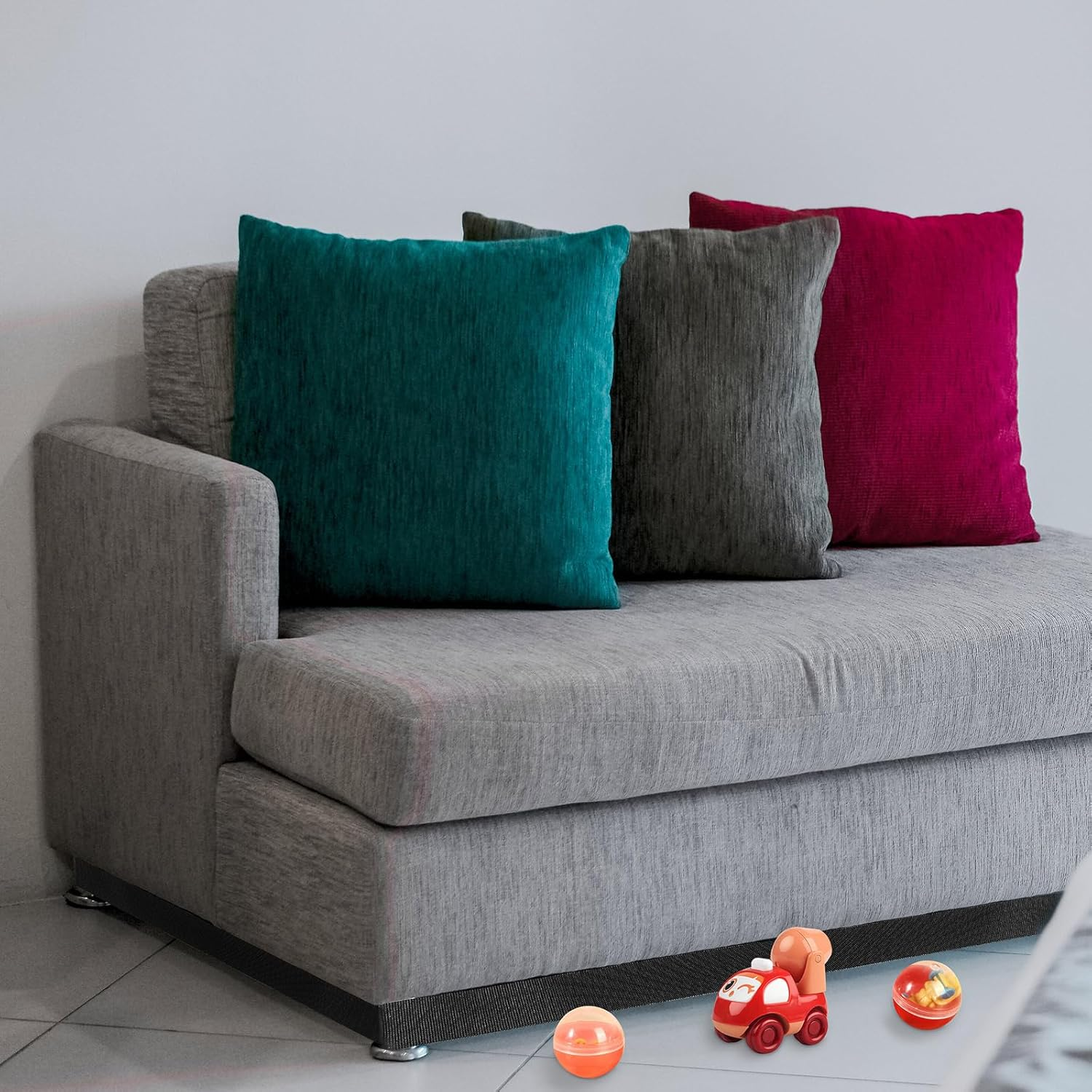 2 Pieces 39.3 Feet under Couch Blocker with Hook & Loop Tape, Adjustable under Bed Blocker for Pets, Couch Bumpers for under Couch Carpet, Furniture Gap Blocker Filler Barrier (1.9" W) image number 4