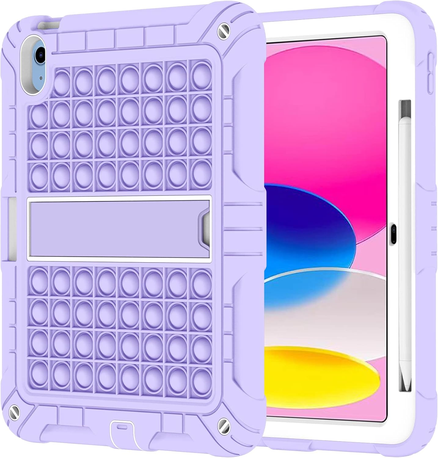 Herize Ipad 10/11Th(A16) Generation 10.9 Inch Case Cover 2022/2025 with Pencil Holder&Shoulder Strap, Ipad 10Th Gen A2757/A2777 Heavy Duty Shockproof Protective Case with Kickstand for Kids Girls Boys