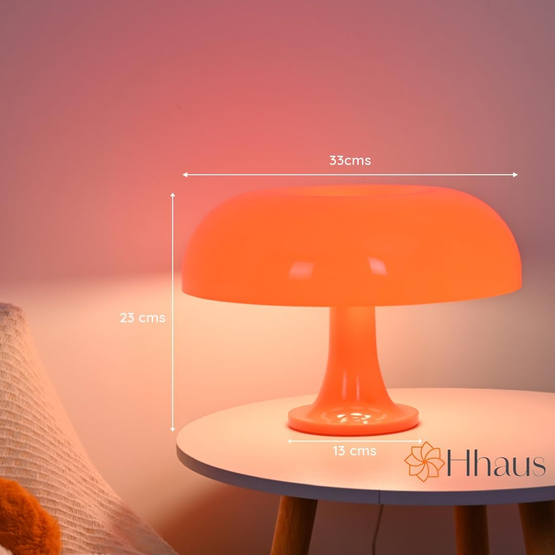 Funky LED Mushroom Lamp (Orange) | Cute Night Light for Kids | USB Retro Living Room Lamp | Remote Controlled | Auto Timer | Relaxing Ambience and Mood Lighting | Living Room Home Decor Lighting image number 2