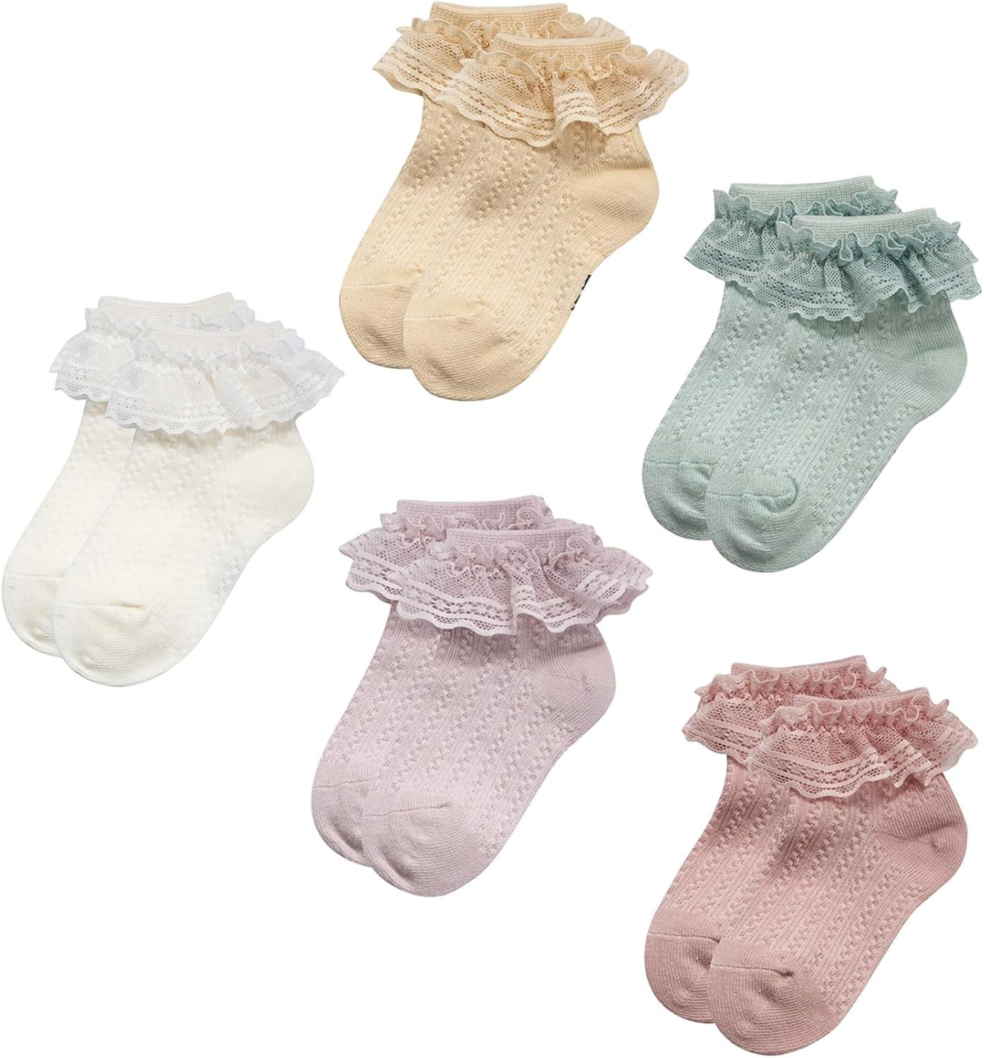 Durio Baby Socks Girls Ruffle Socks Soft Toddler Girl Socks Cute Frilly Dress Lace Socks for Toddler Girls