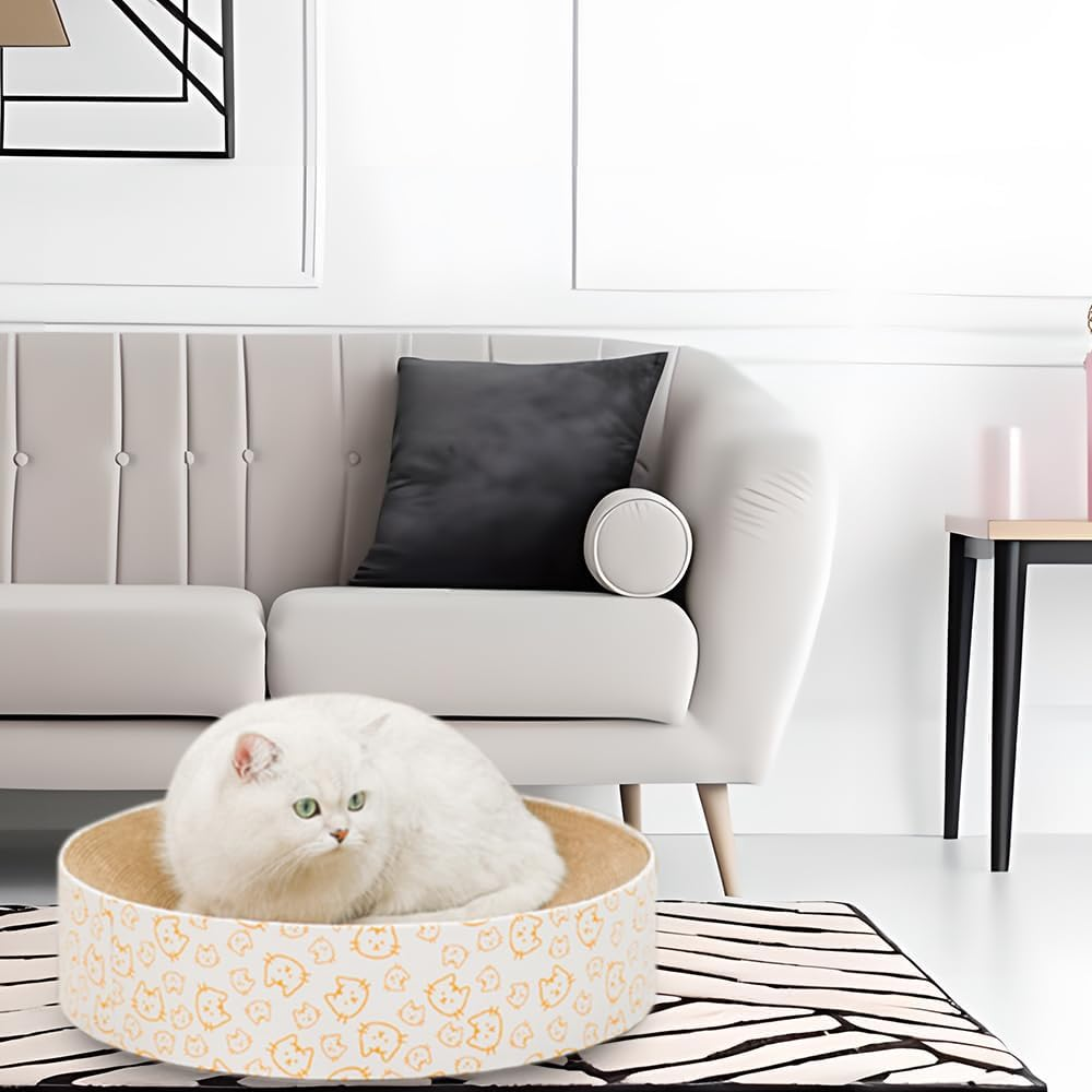 Cat Scratcher Cardboard, round Corrugated Scratch Pad, Cat Scratching Lounge Bed, Durable Recycle Board for Furniture Protection, Cat Kitty Training Toy (Style B) image number 3