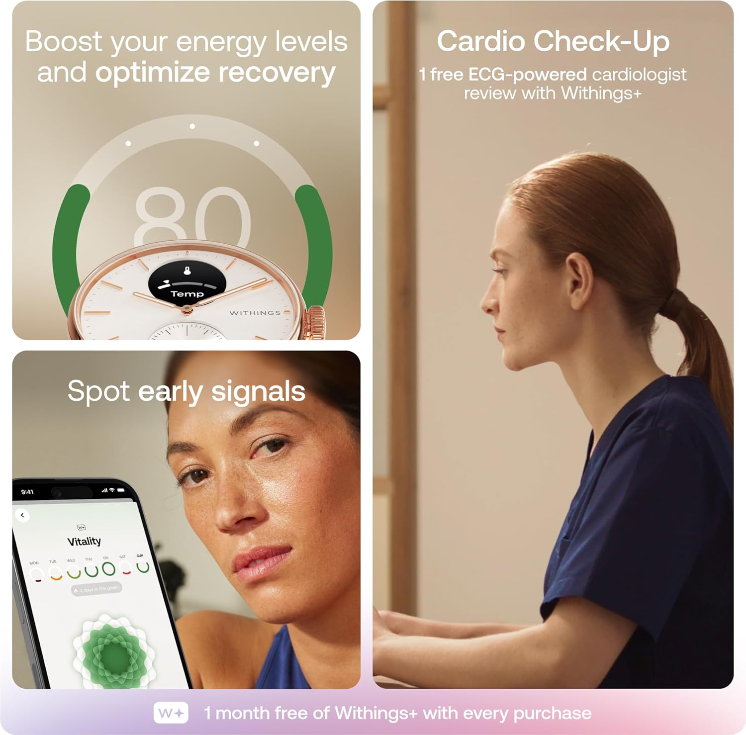 Withings Scanwatch 2 Hybrid Smartwatch, 38Mm, Rose Gold image number 4